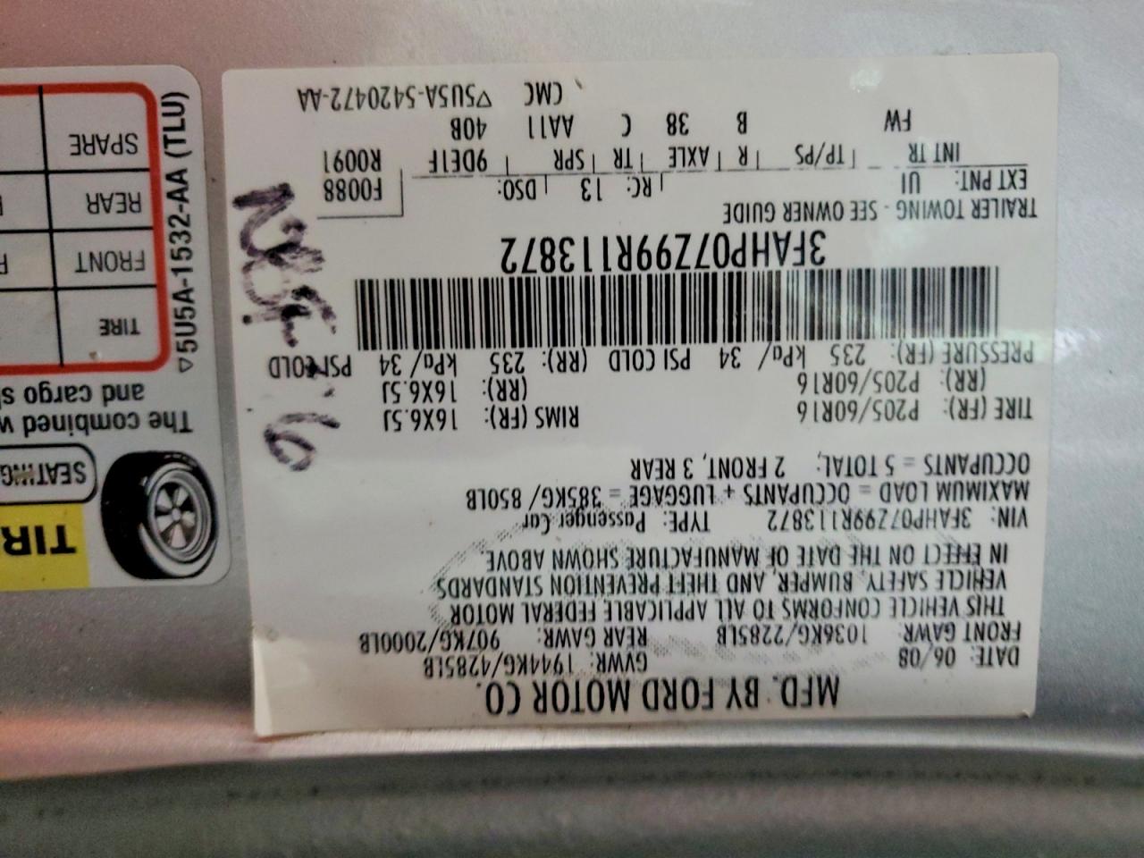 2009 FORD FUSION SE photo 12