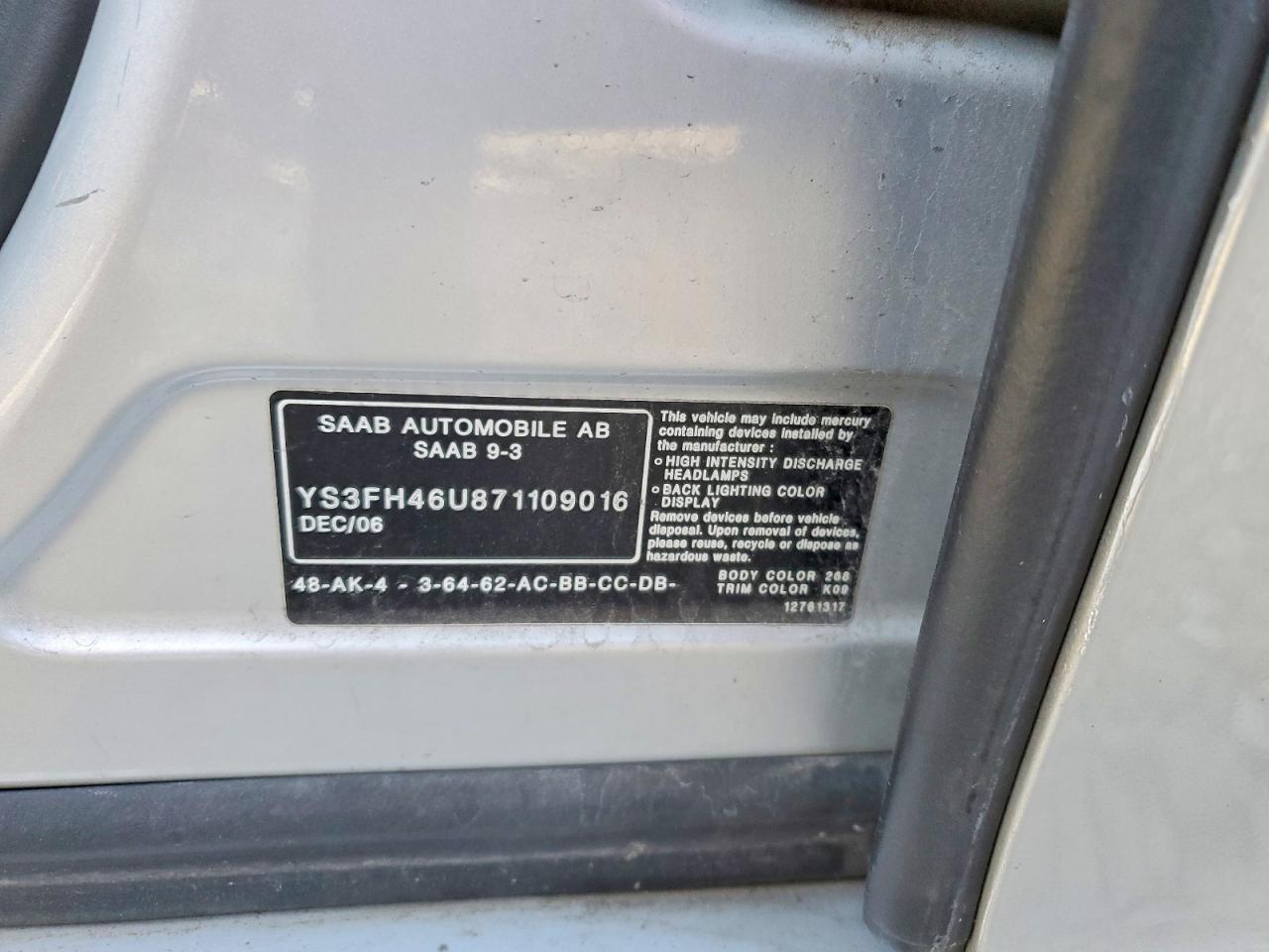 2007 SAAB 9-3 AERO photo 13