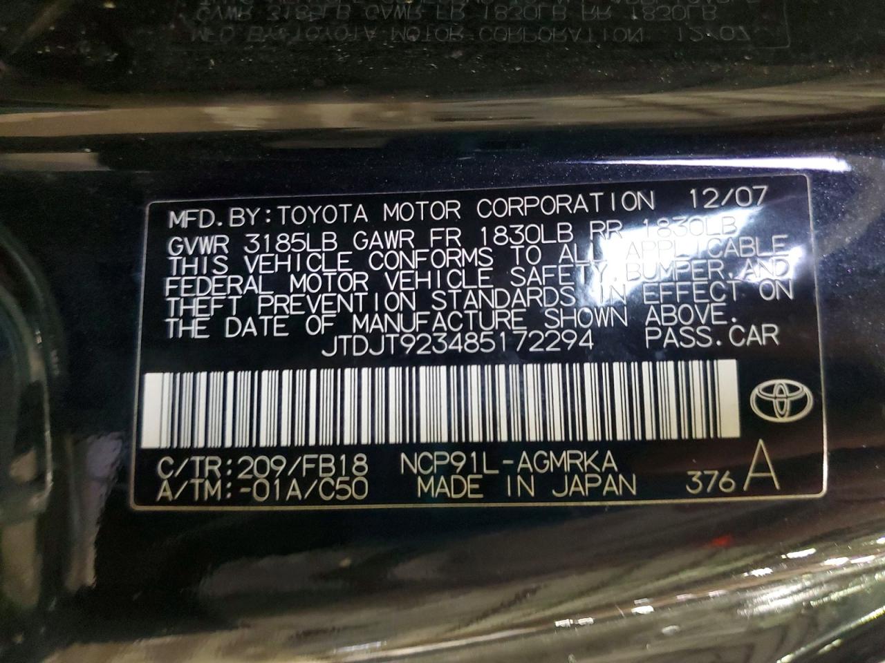 2008 TOYOTA YARIS photo 12