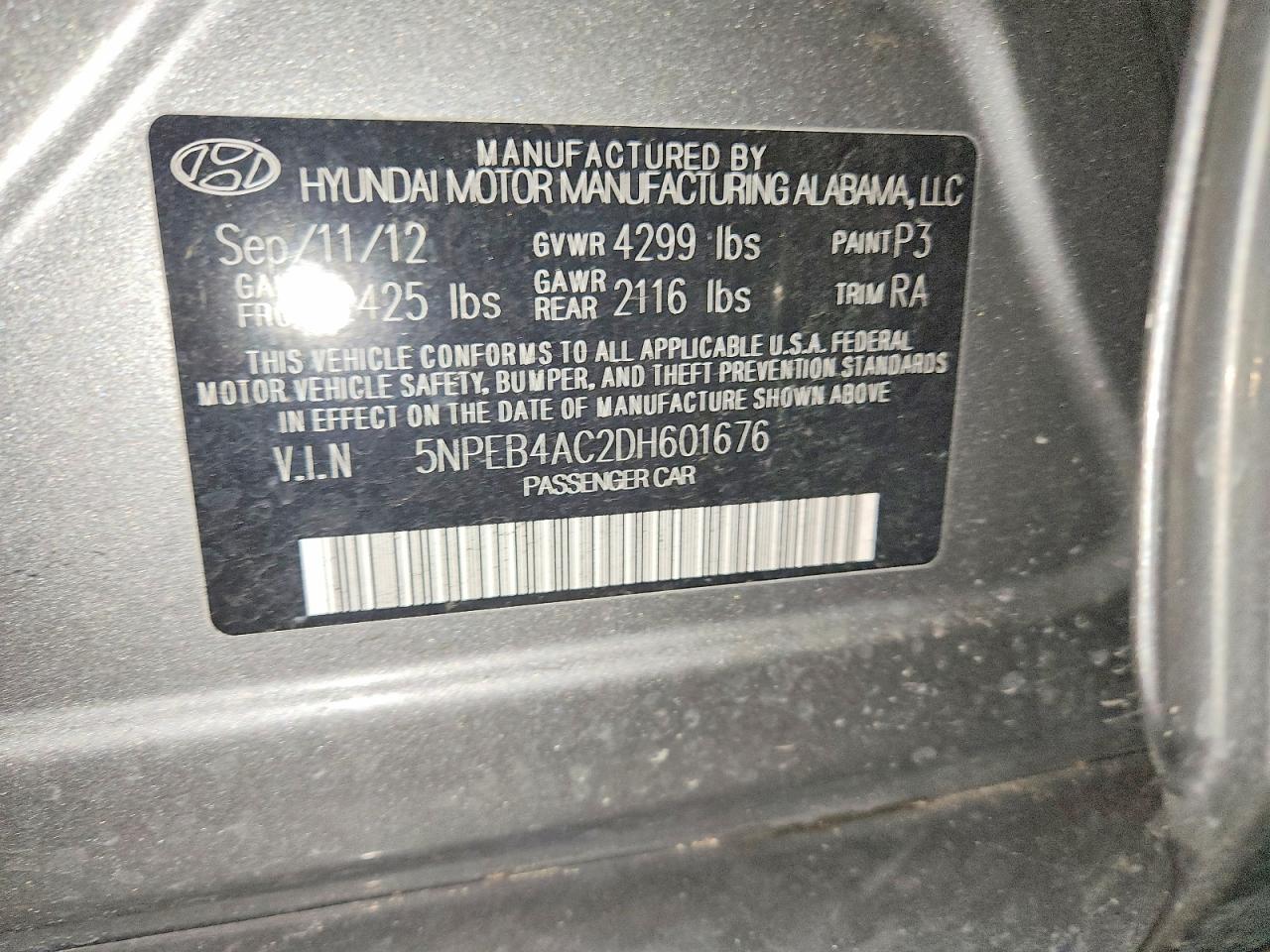 2013 HYUNDAI SONATA GLS photo 12