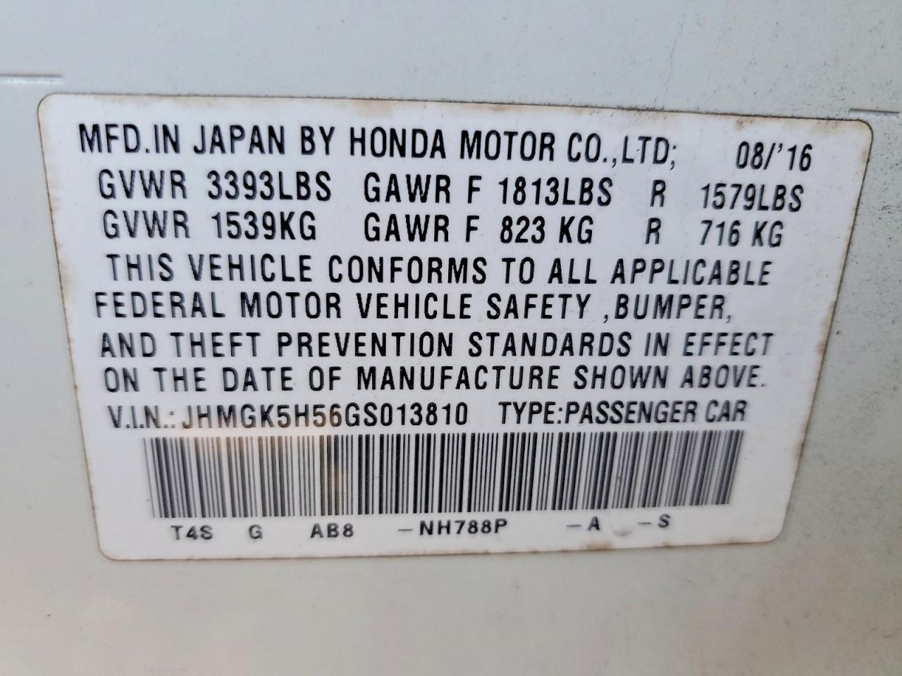 2016 HONDA FIT LX photo 12