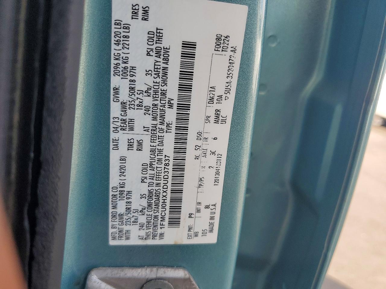 2013 FORD ESCAPE SEL photo 13
