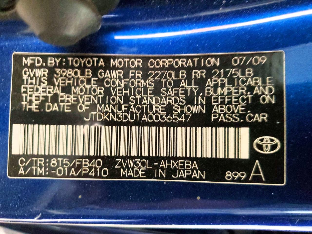 2010 TOYOTA PRIUS photo 12