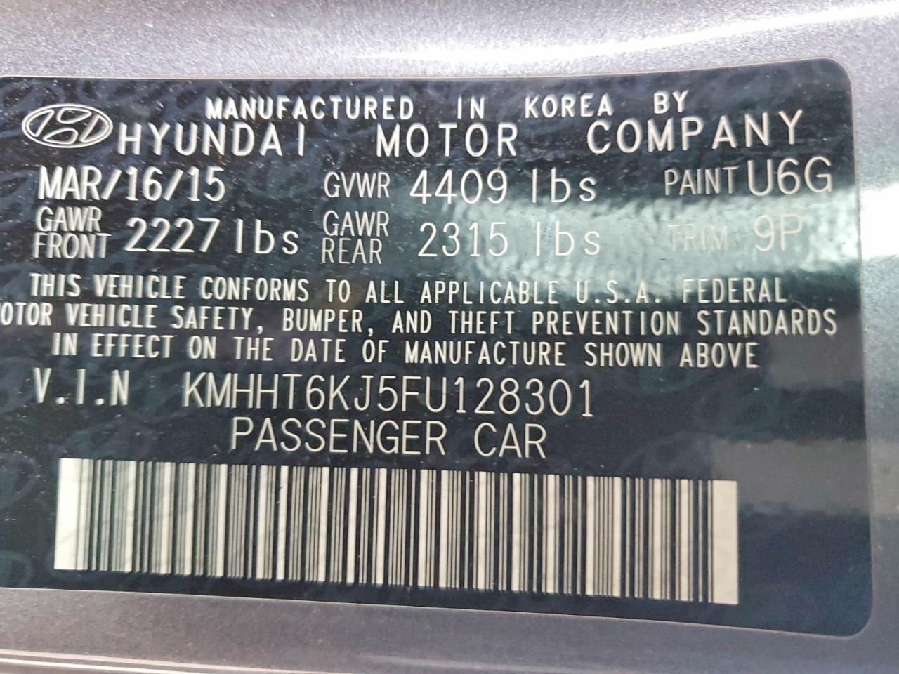2015 HYUNDAI GENESIS COUPE 3.8L photo 23