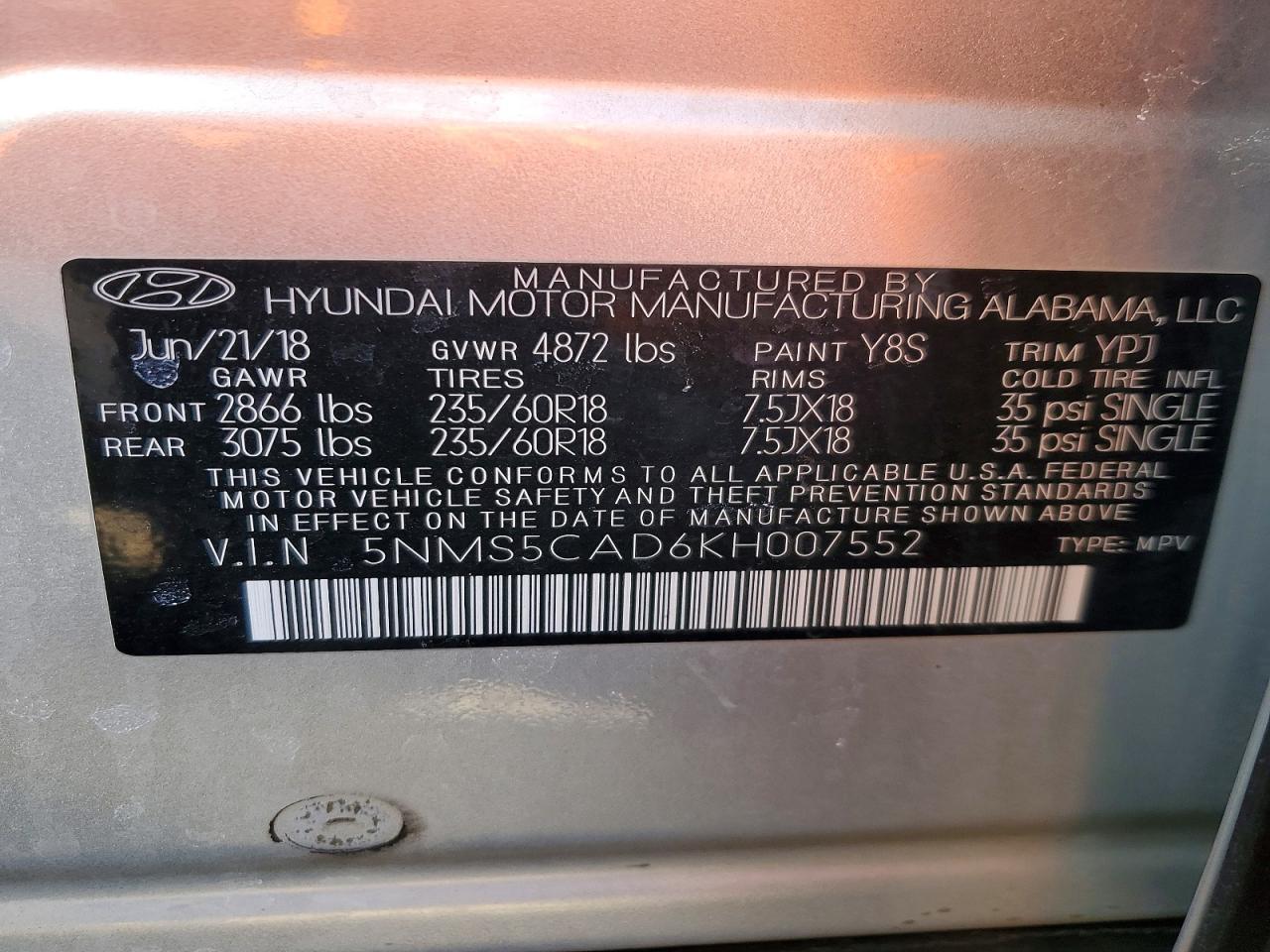 2019 HYUNDAI SANTA FE LIMITED photo 12