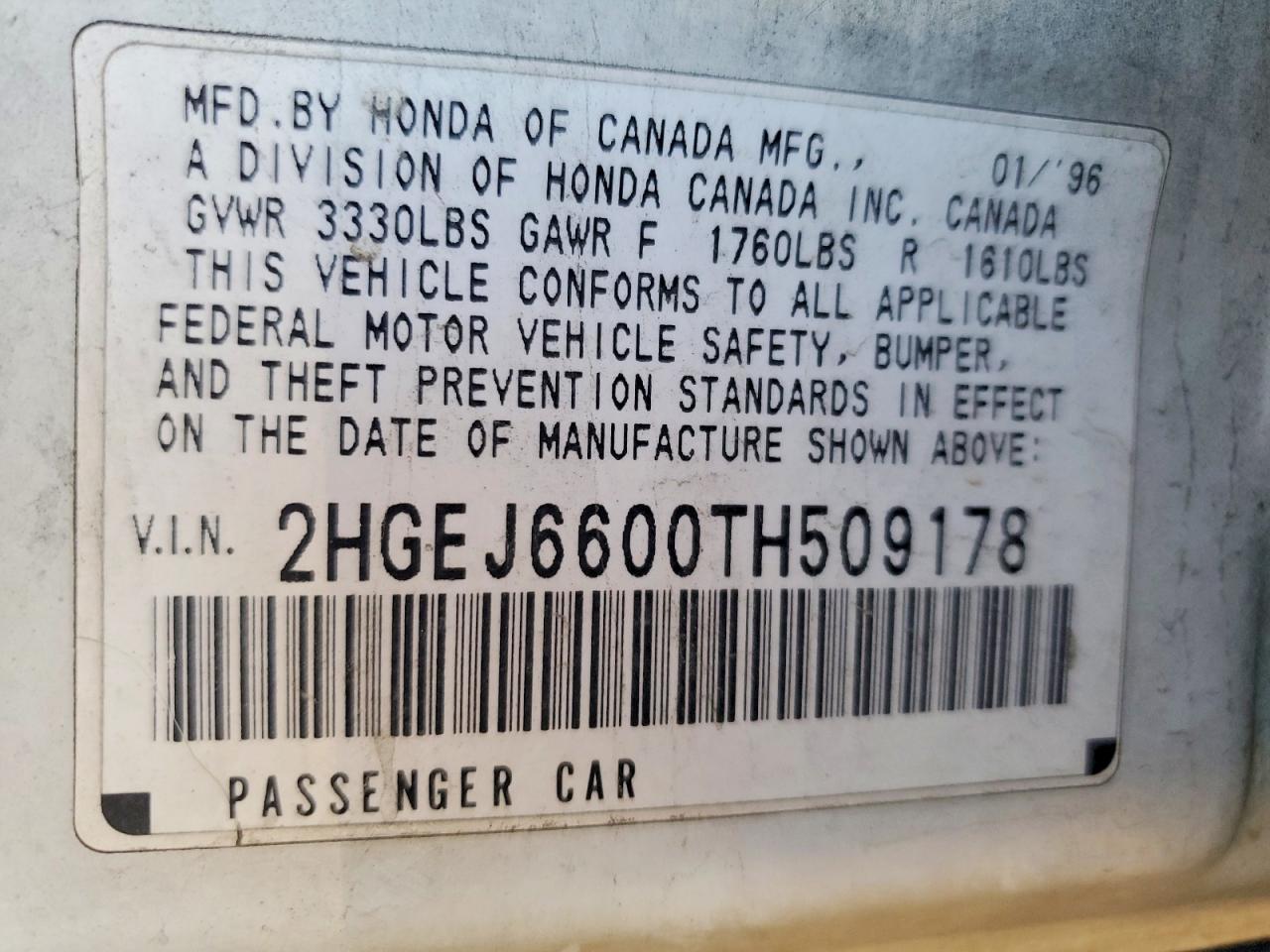 1996 HONDA CIVIC LX photo 13