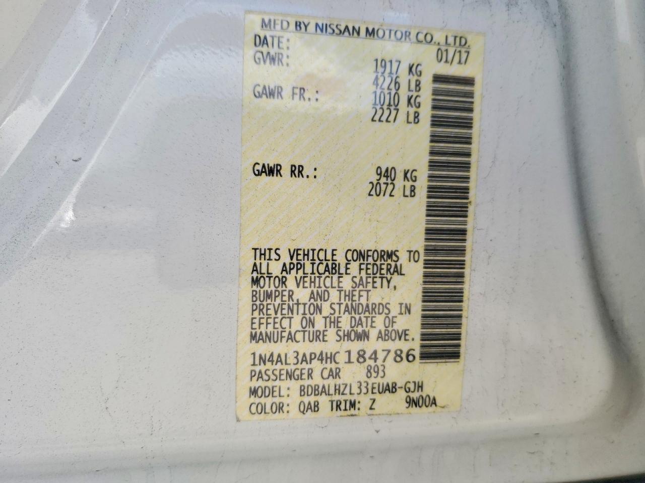 2017 NISSAN ALTIMA 2.5 photo 12