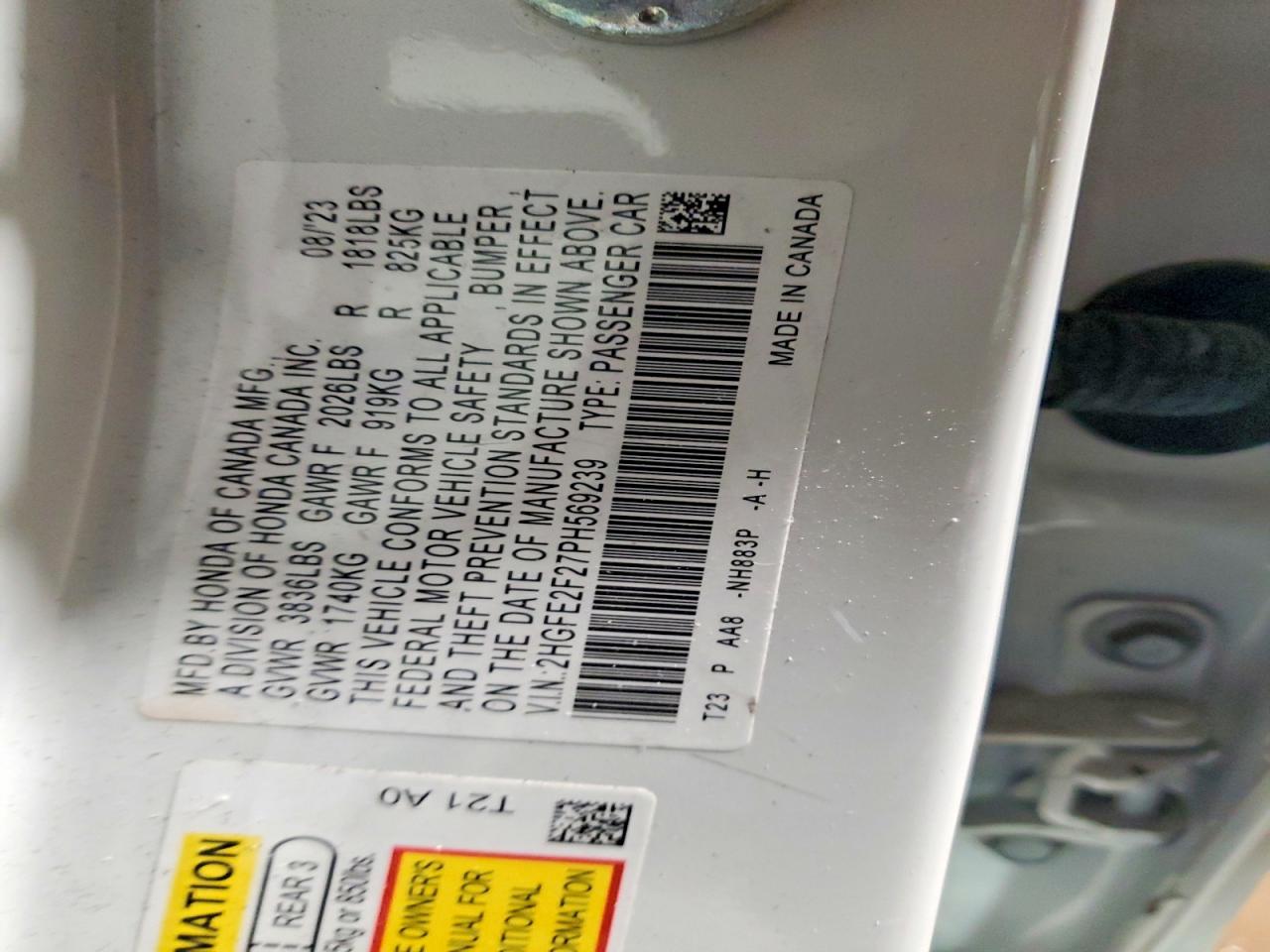 2023 HONDA CIVIC LX photo 12