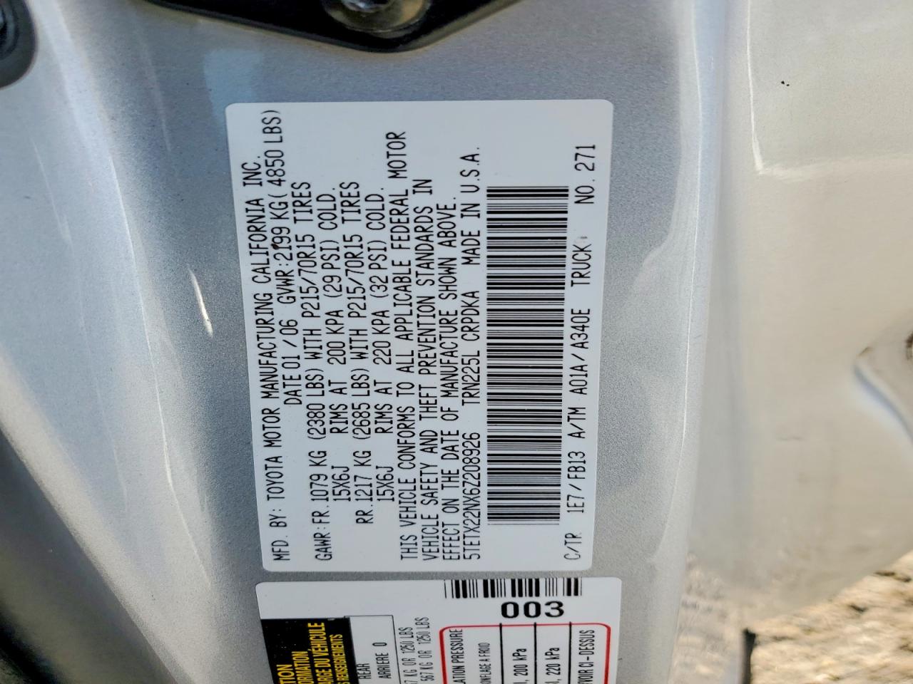 2006 TOYOTA TACOMA ACCESS CAB photo 13