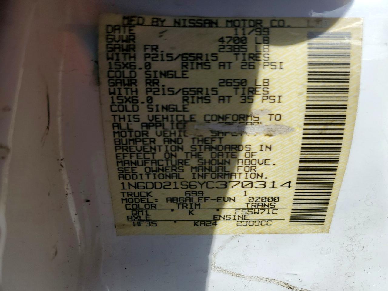 2000 NISSAN FRONTIER XE photo 12