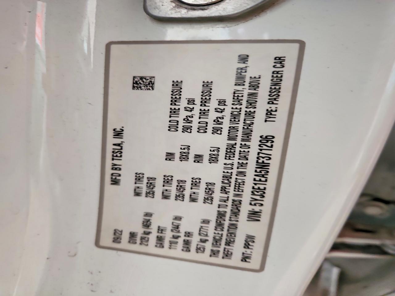 2022 TESLA MODEL 3 photo 12