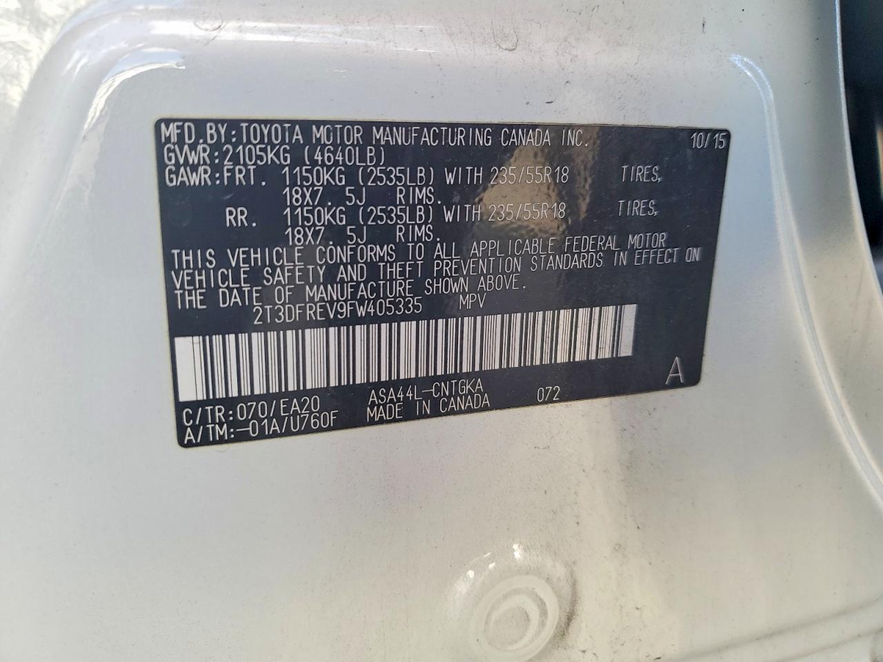 2015 TOYOTA RAV4 LIMITED photo 13