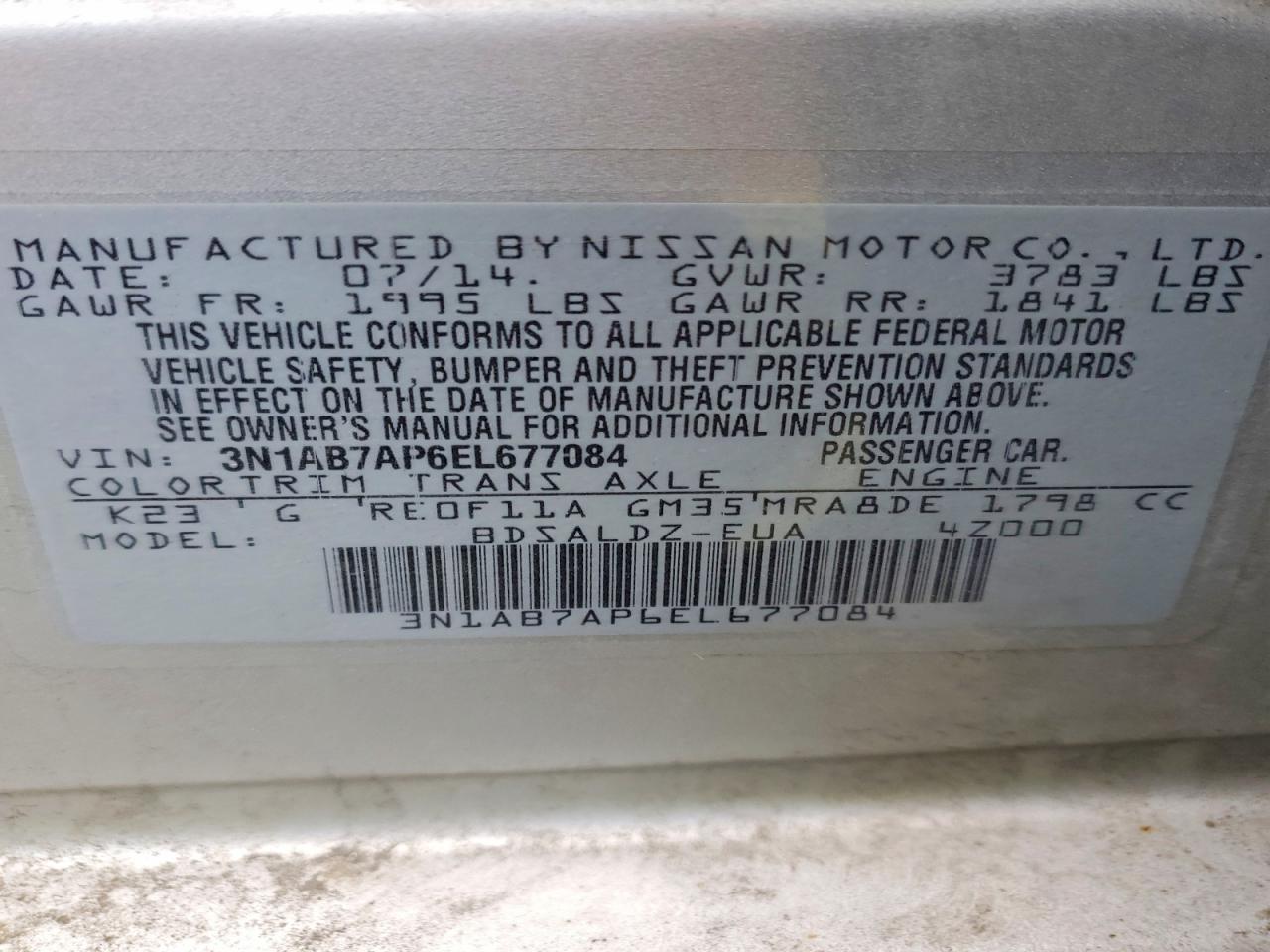 2014 NISSAN SENTRA S photo 12