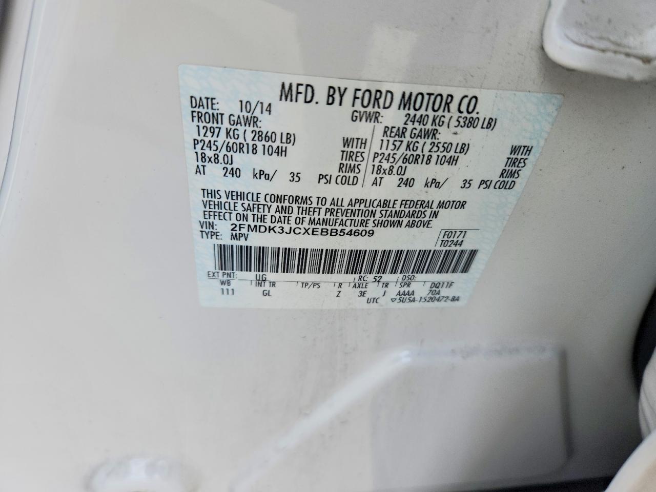 2014 FORD EDGE SEL photo 13