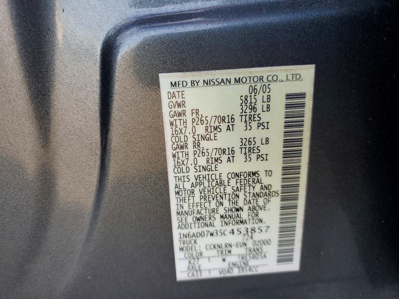 2005 NISSAN FRONTIER CREW CAB LE photo 12
