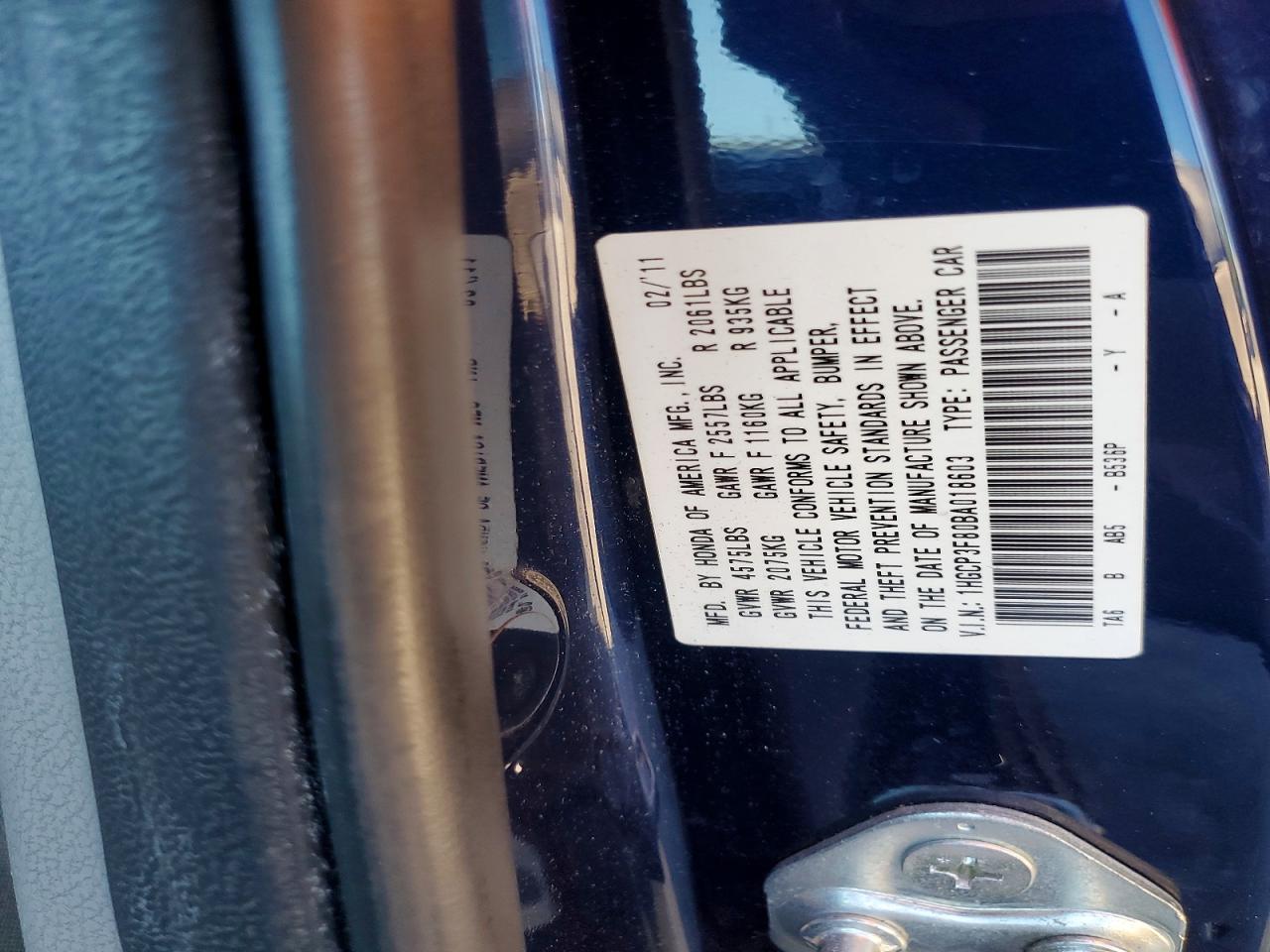 2011 HONDA ACCORD EXL photo 12