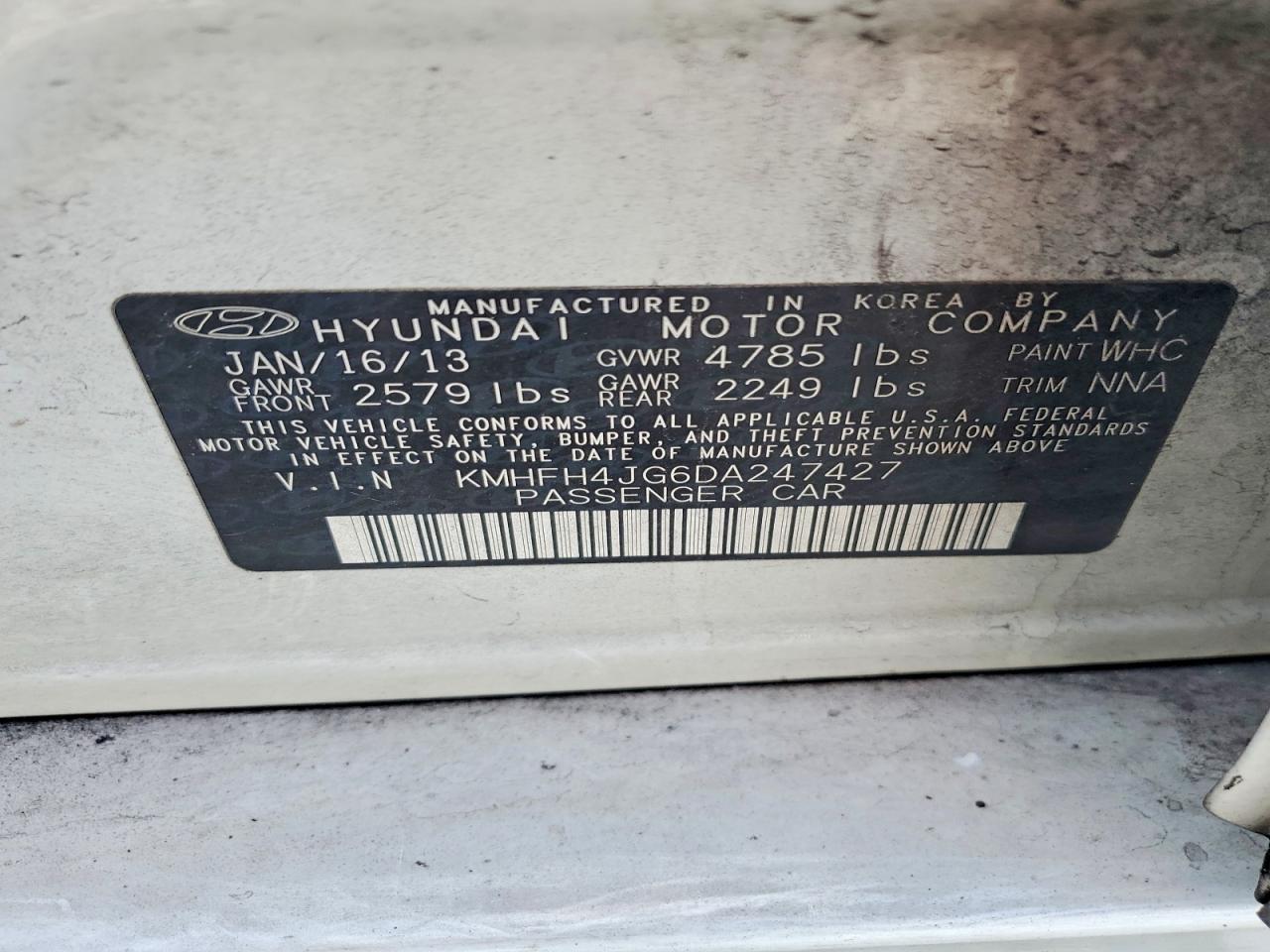 2013 HYUNDAI AZERA GLS photo 12