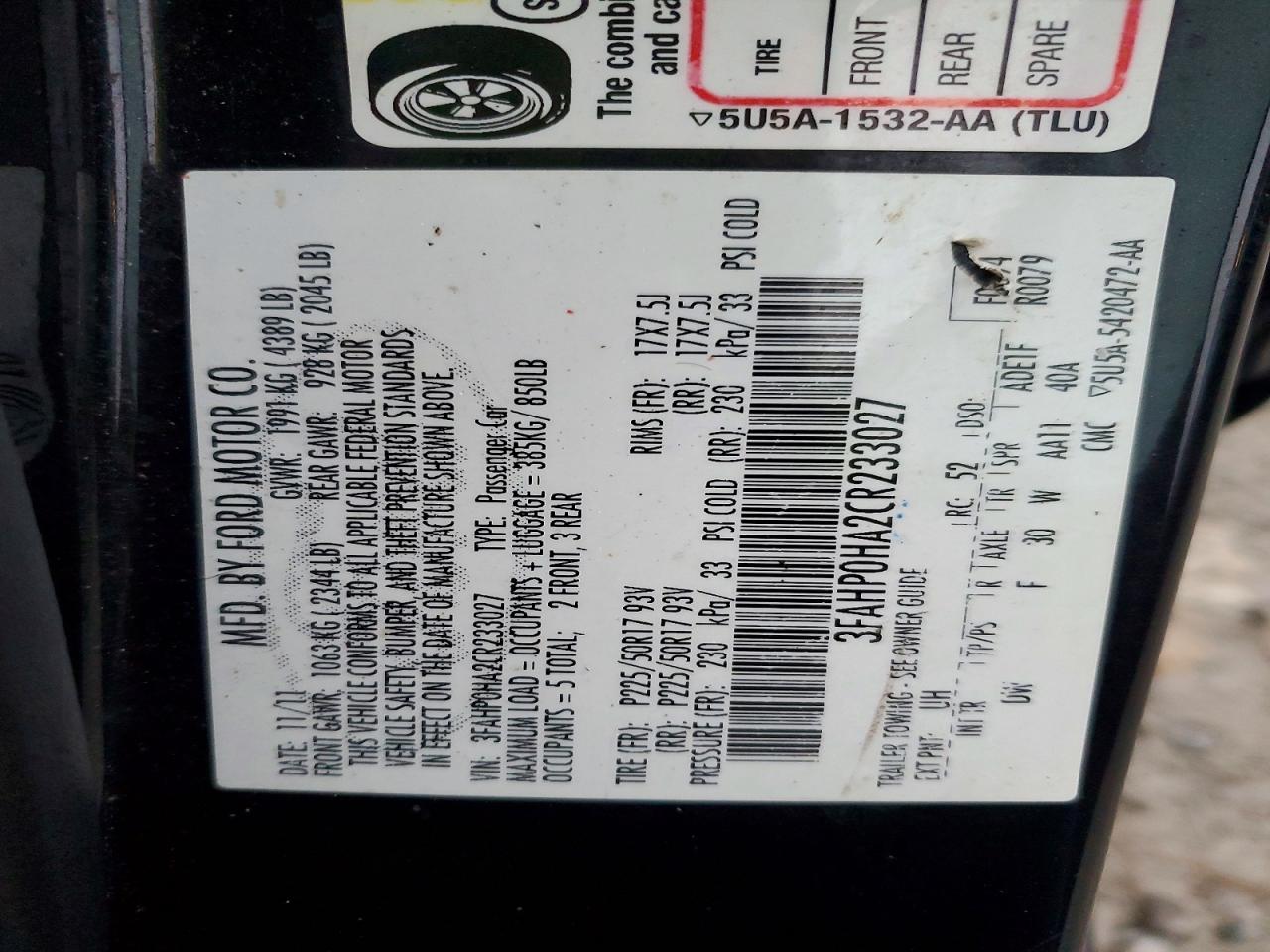 2012 FORD FUSION SE photo 12