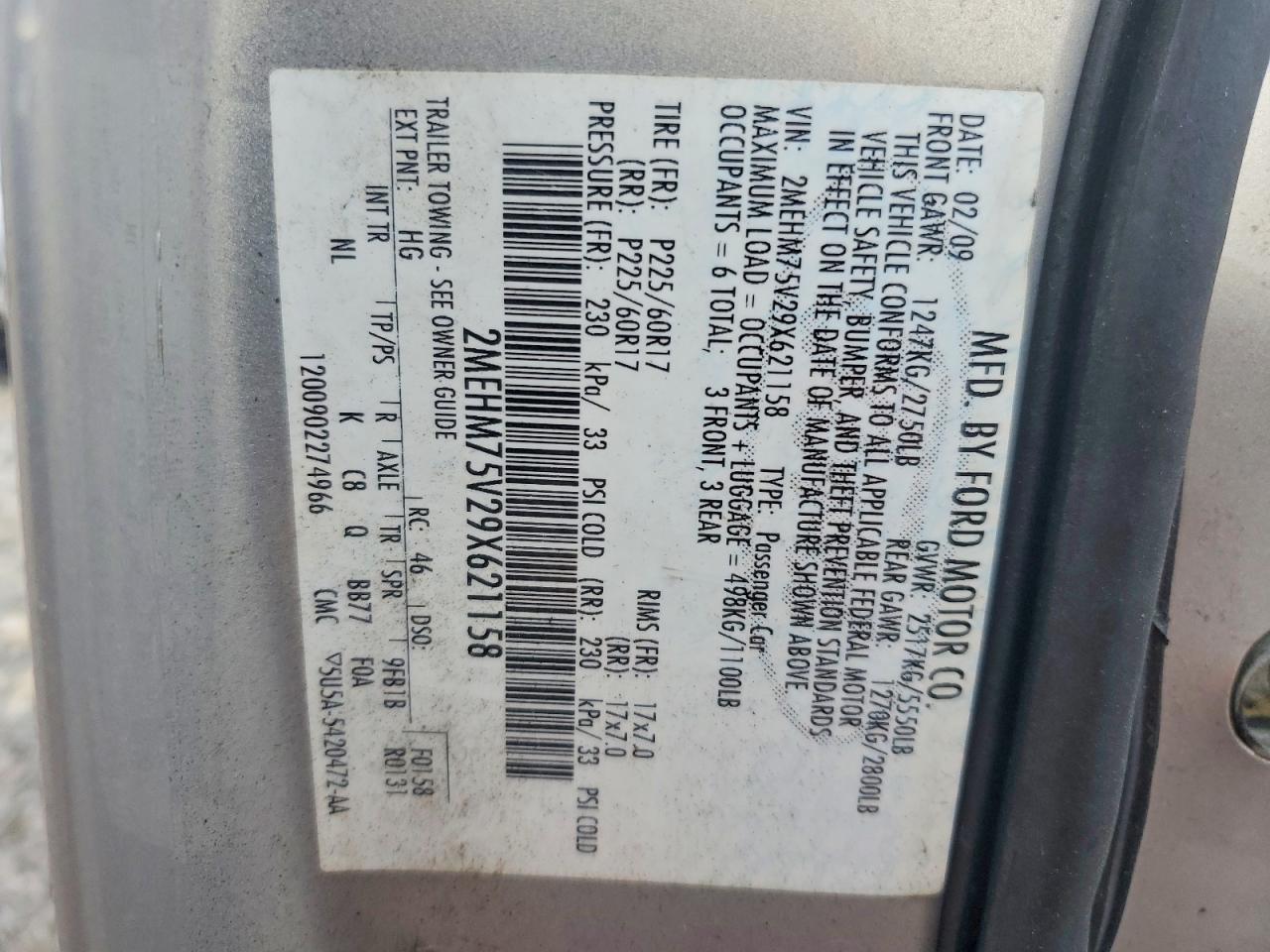 2009 MERCURY GRAND MARQUIS LS photo 12