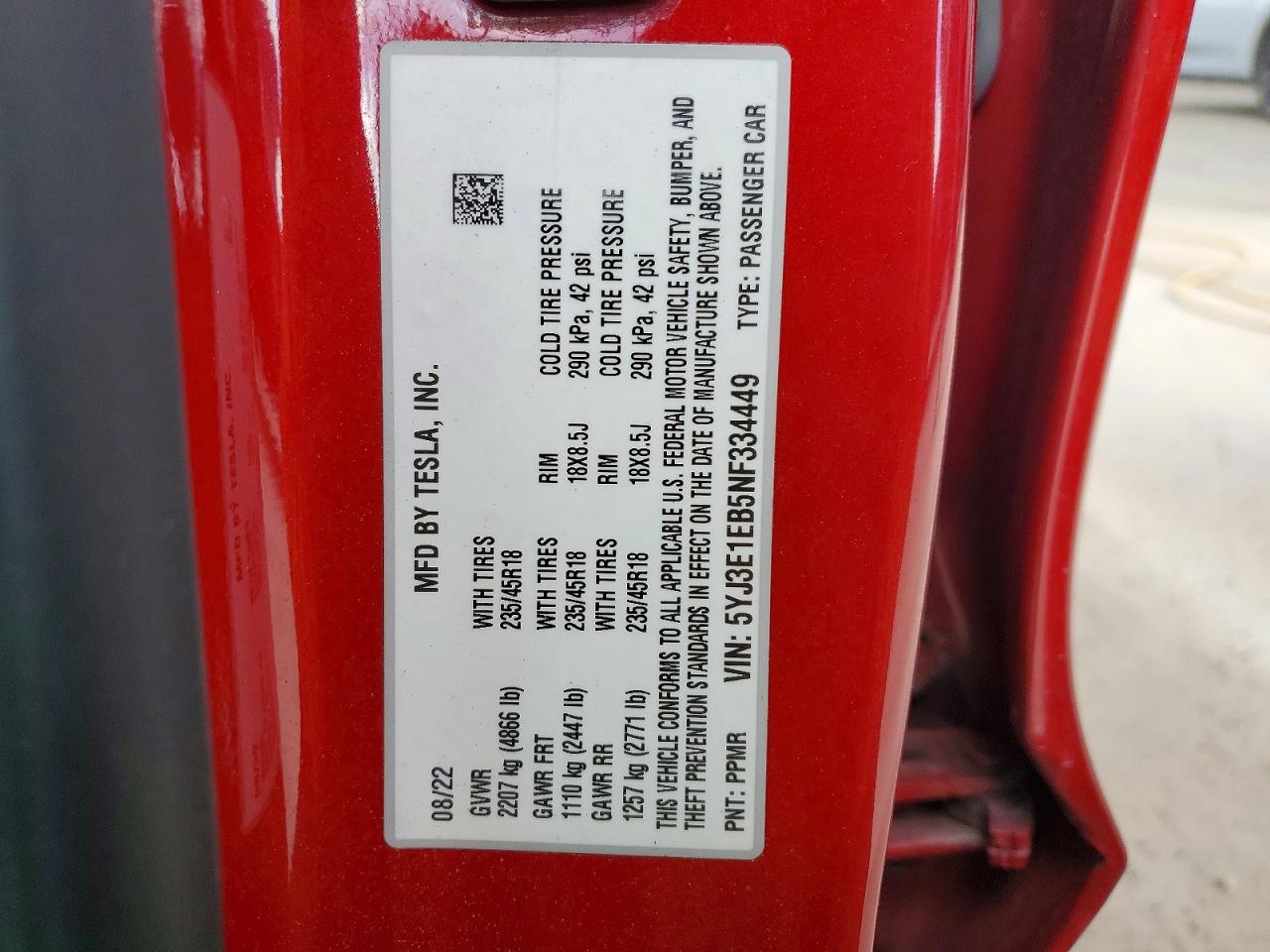 2022 TESLA MODEL 3 photo 12