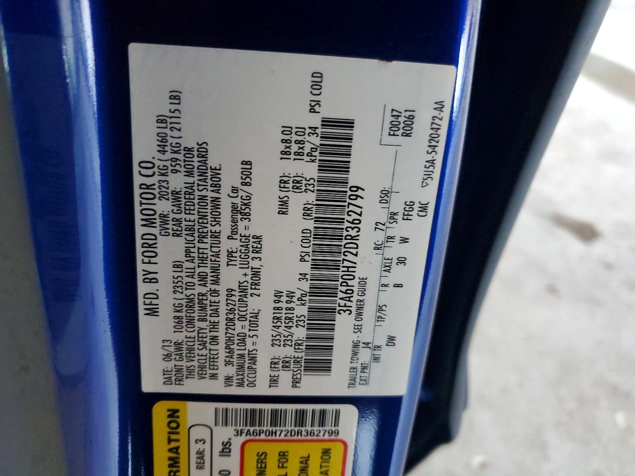 2013 FORD FUSION SE photo 12