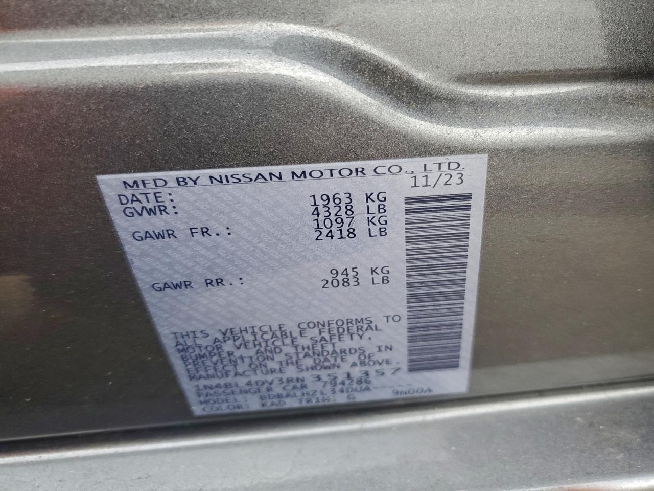 2024 NISSAN ALTIMA SV photo 12