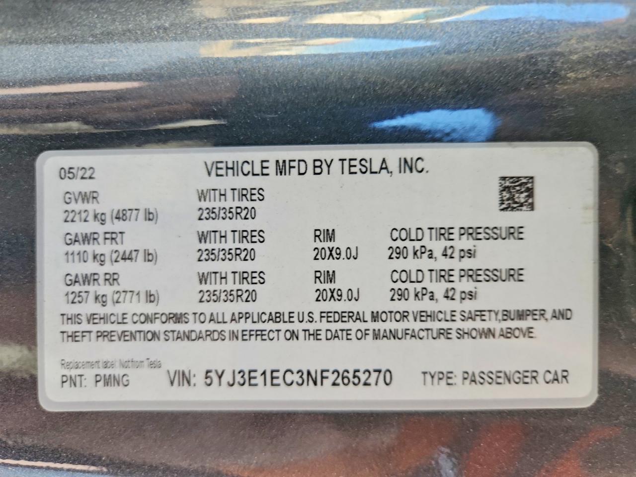 2022 TESLA MODEL 3 photo 12