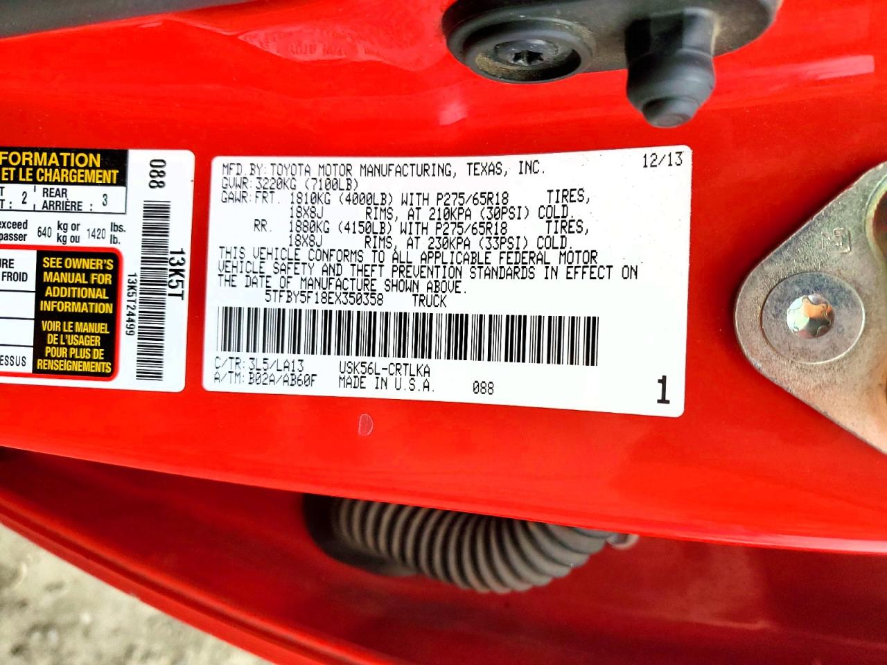 2014 TOYOTA TUNDRA photo 12