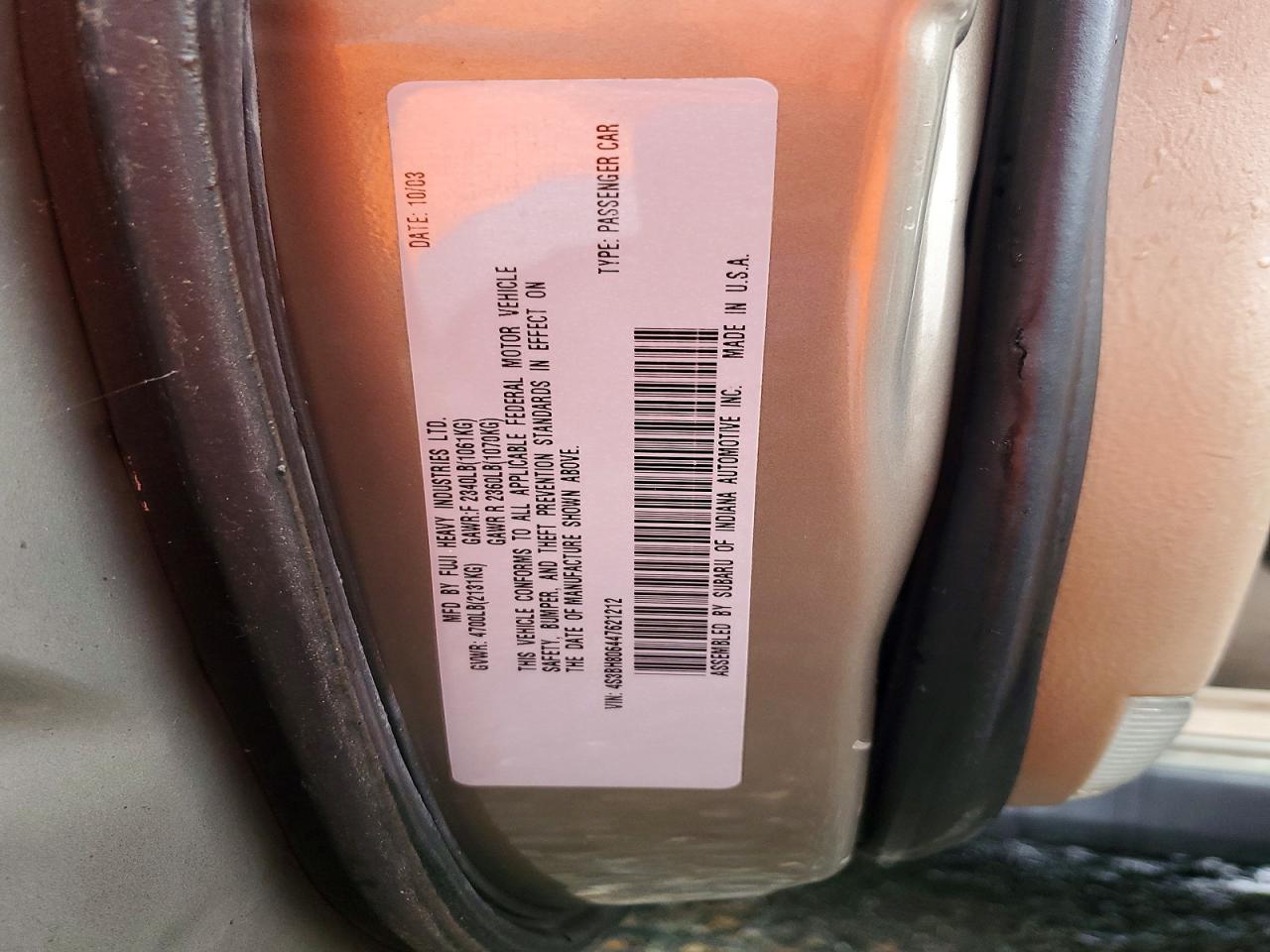 2004 SUBARU LEGACY OUTBACK H6 3.0 LL BEAN photo 13