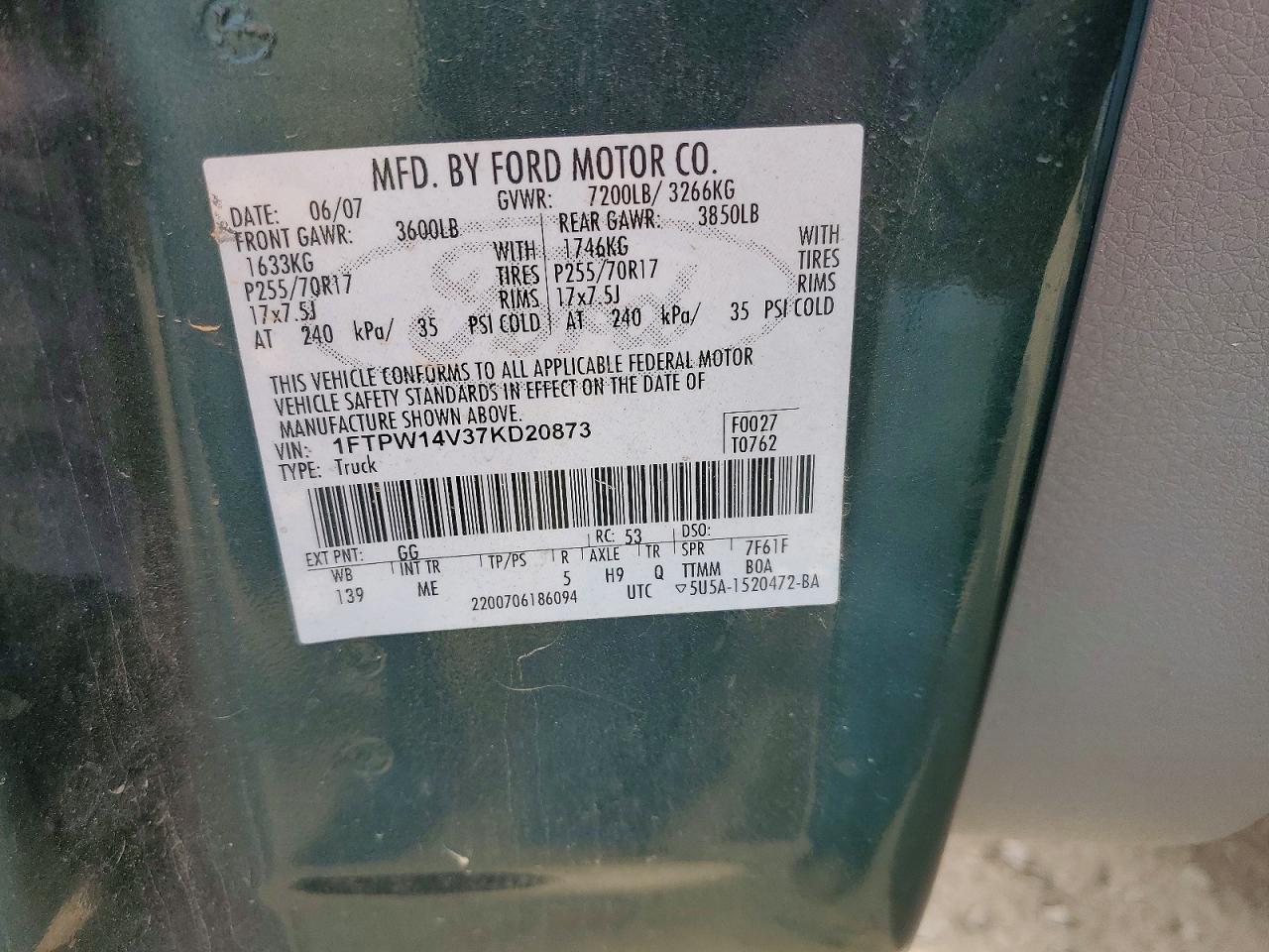 2007 FORD F150 SUPERCREW photo 12