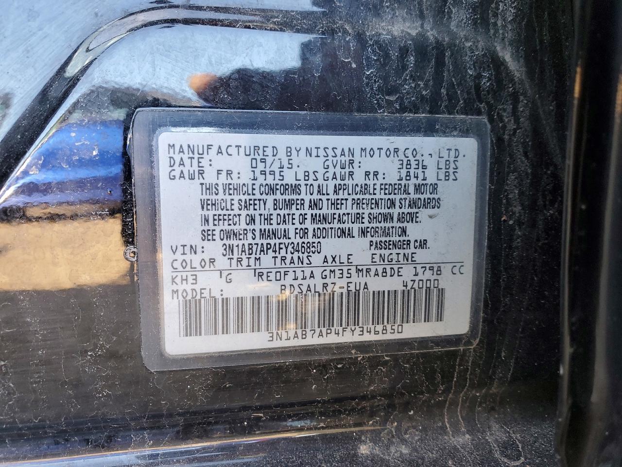 2015 NISSAN SENTRA S photo 12