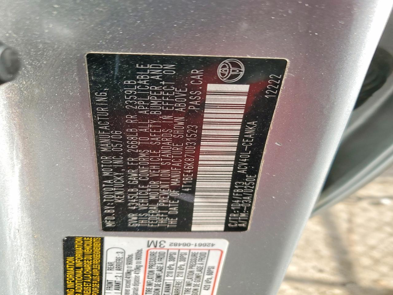 2007 TOYOTA CAMRY CE photo 12