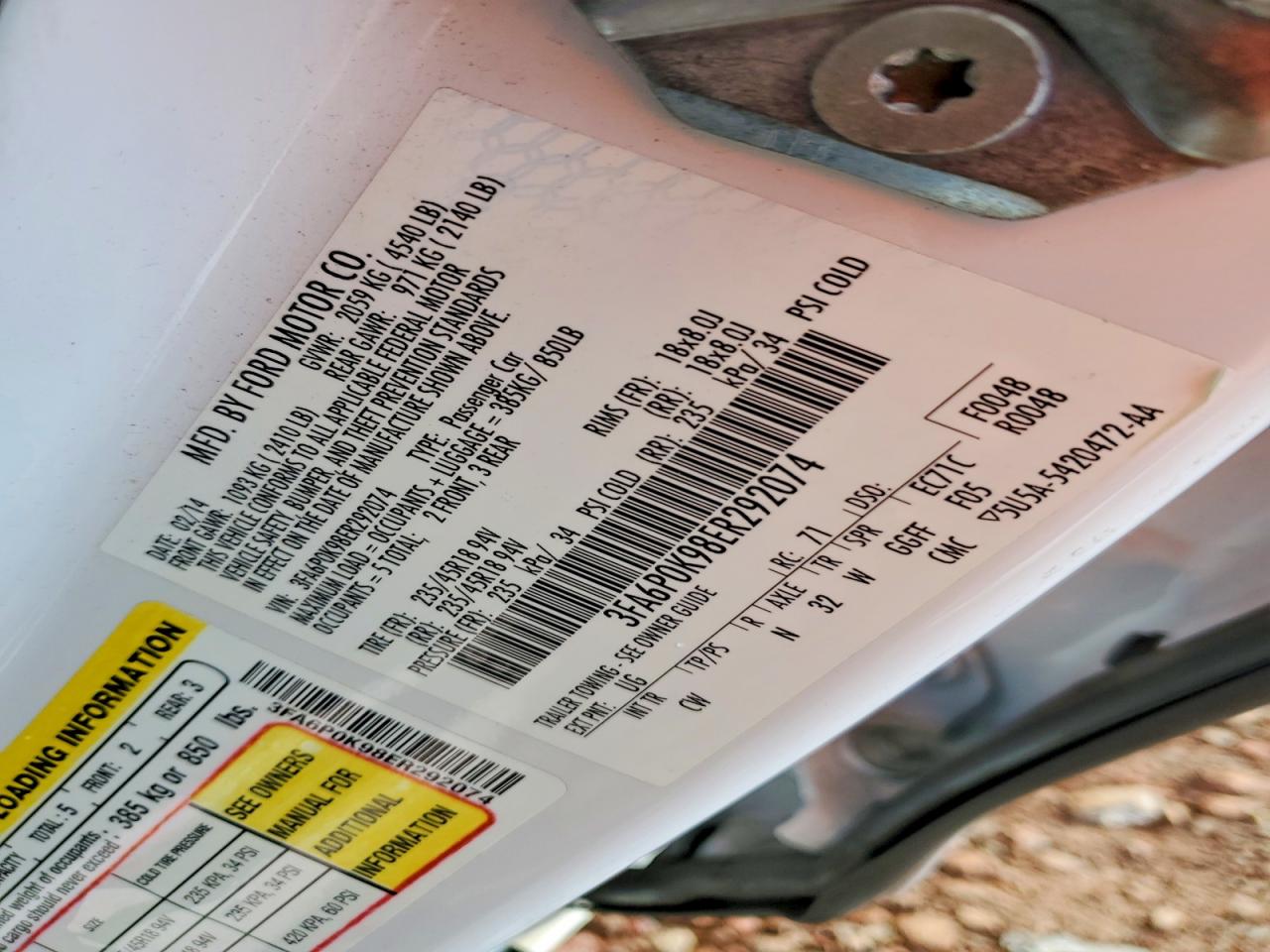 2014 FORD FUSION TITANIUM photo 12