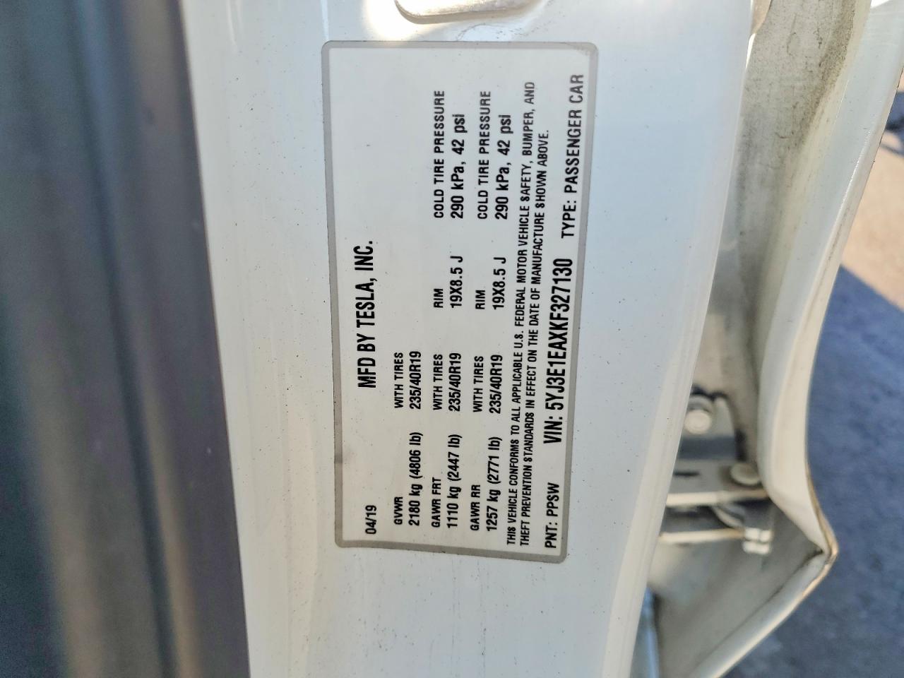 2019 TESLA MODEL 3 photo 12