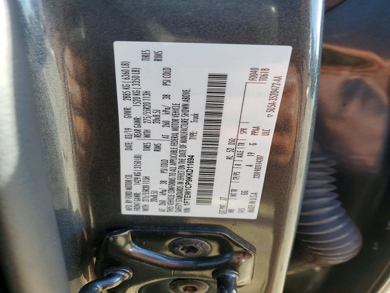 2019 FORD F150 SUPERCREW photo 12