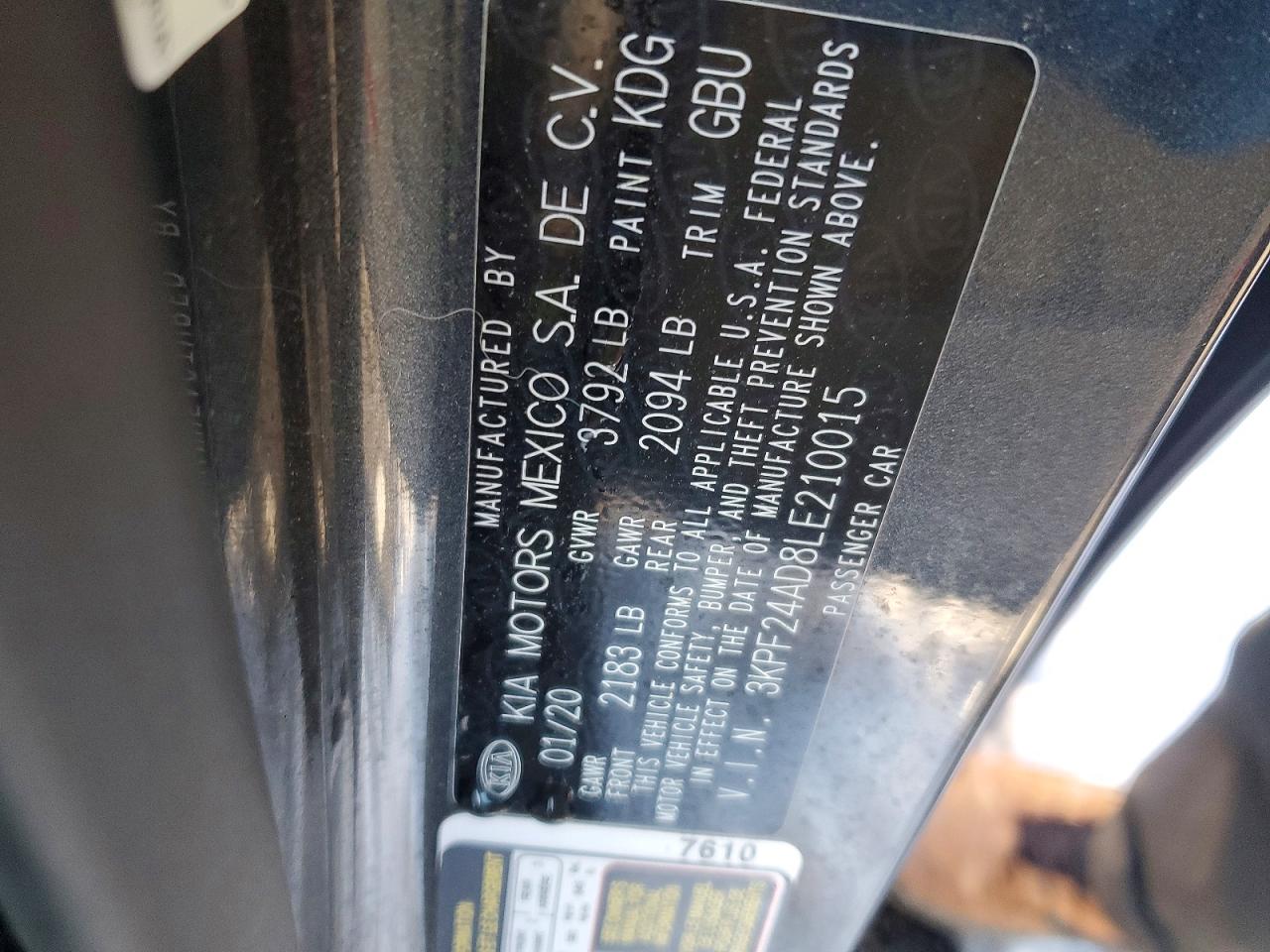 2020 KIA FORTE FE photo 12