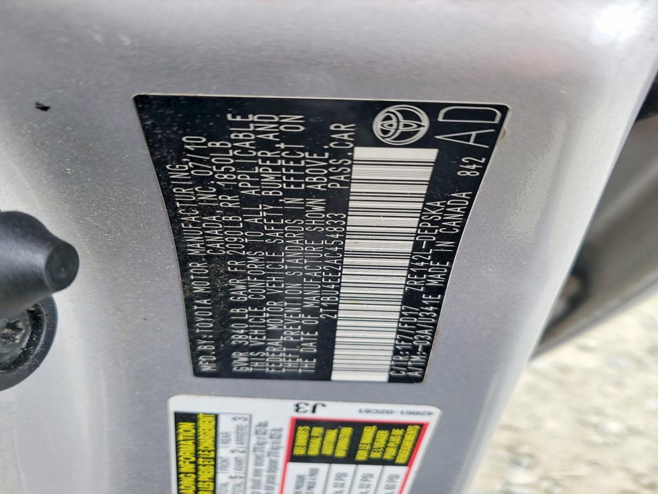 2010 TOYOTA COROLLA BASE photo 12