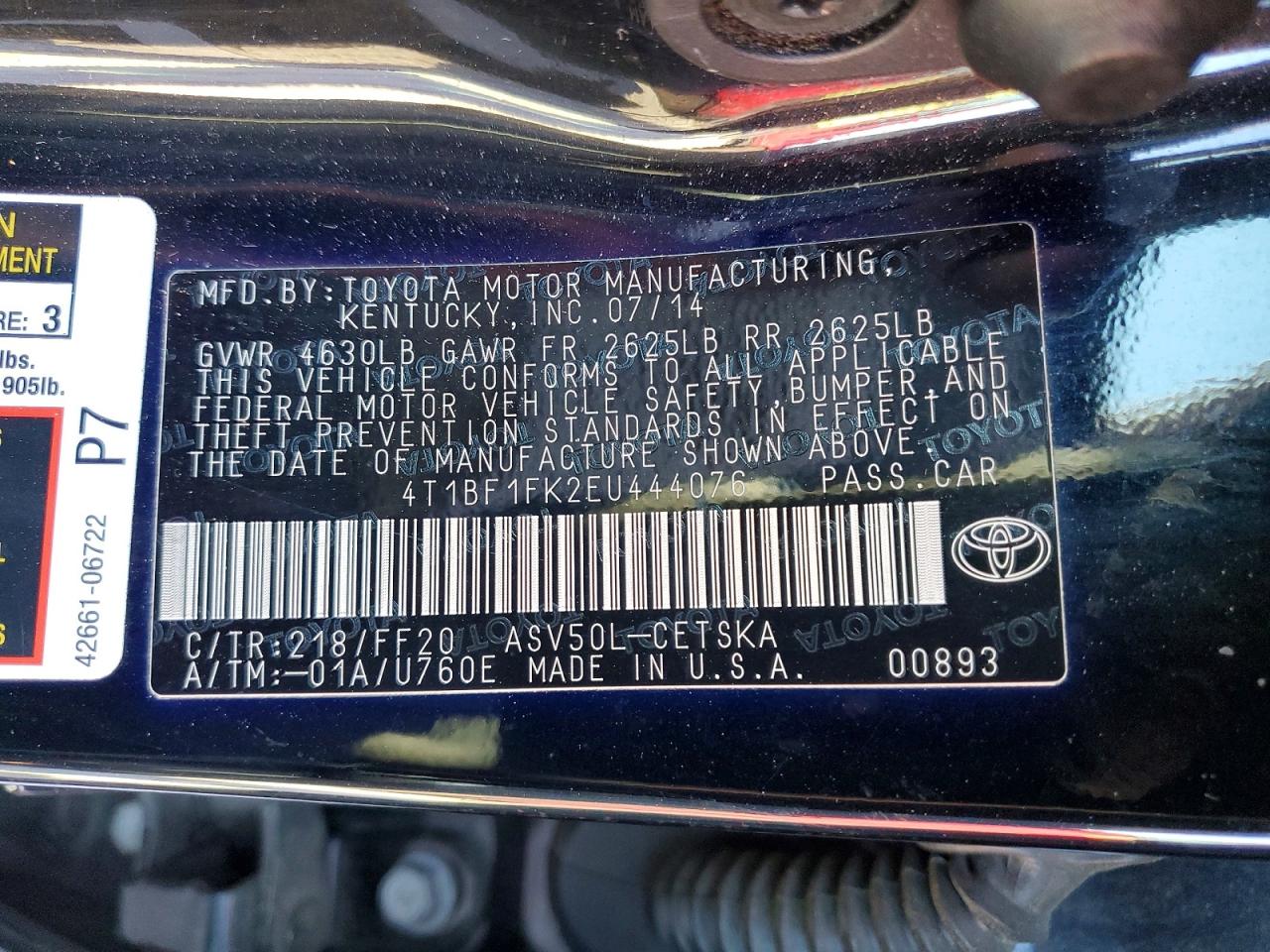 2014 TOYOTA CAMRY L photo 12