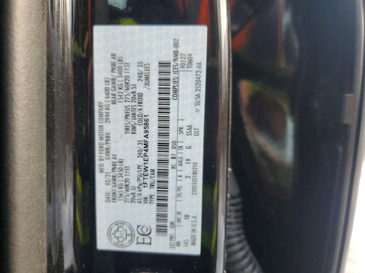 2021 FORD F150 SUPERCREW photo 13