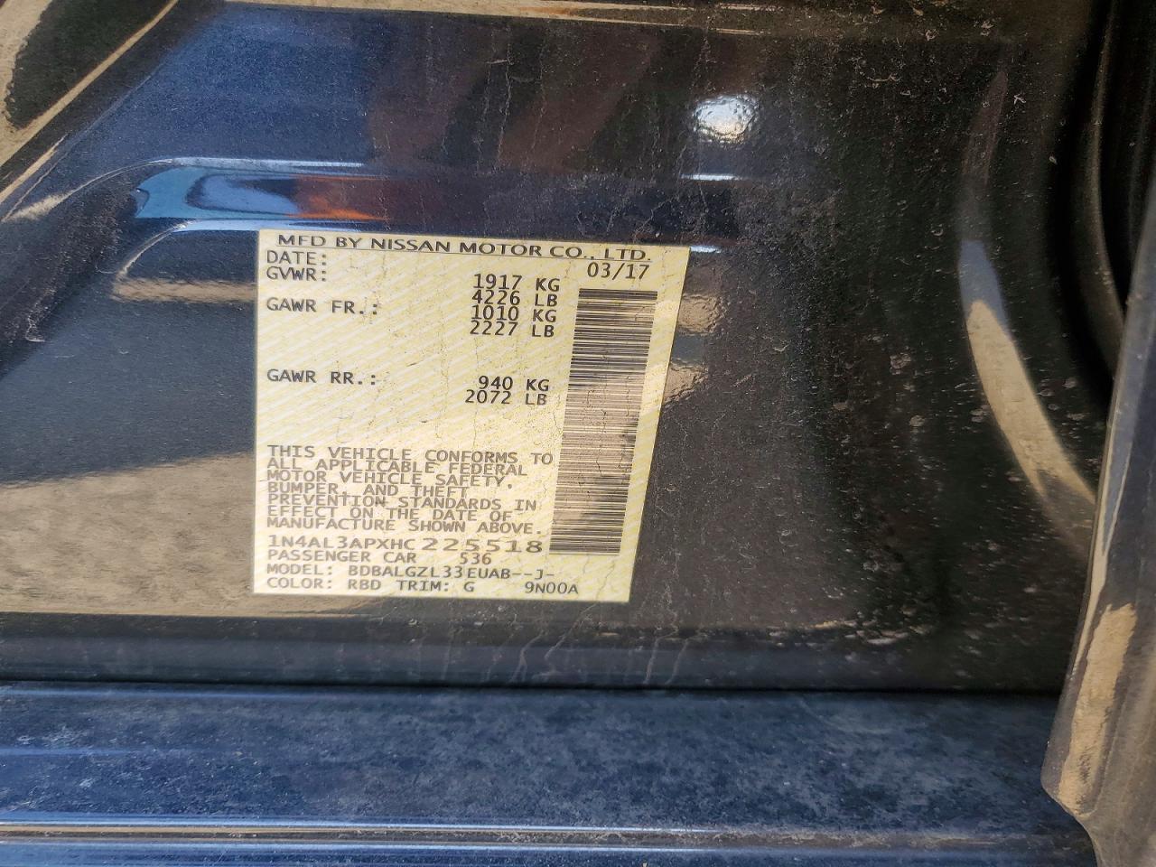 2017 NISSAN ALTIMA 2.5 photo 13