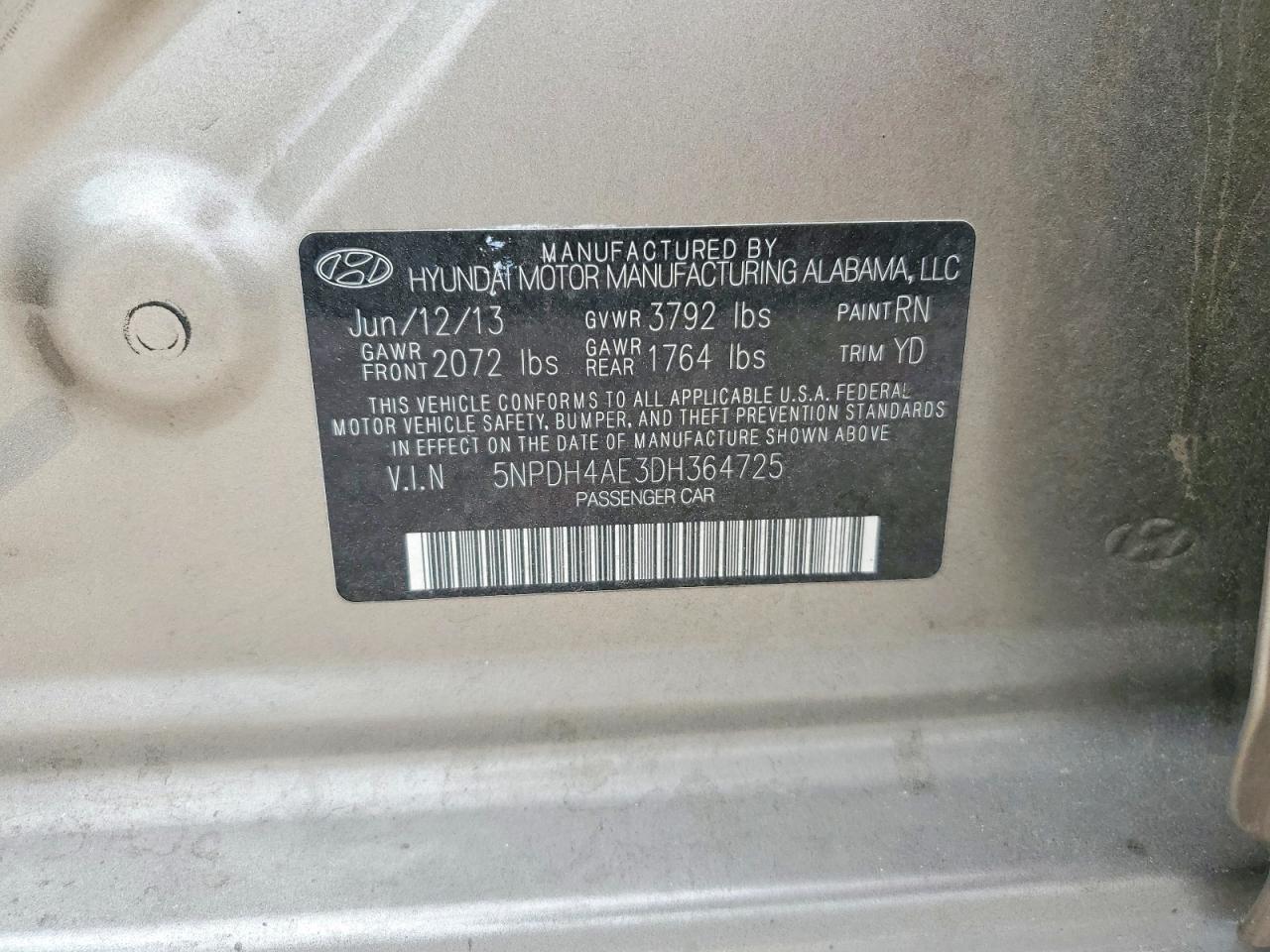 2013 HYUNDAI ELANTRA GLS photo 12