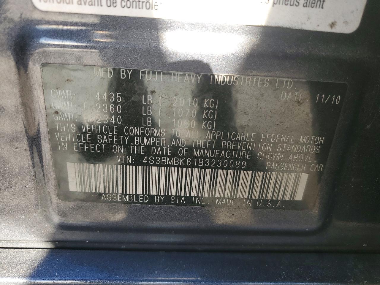 2011 SUBARU LEGACY 2.5I LIMITED photo 13