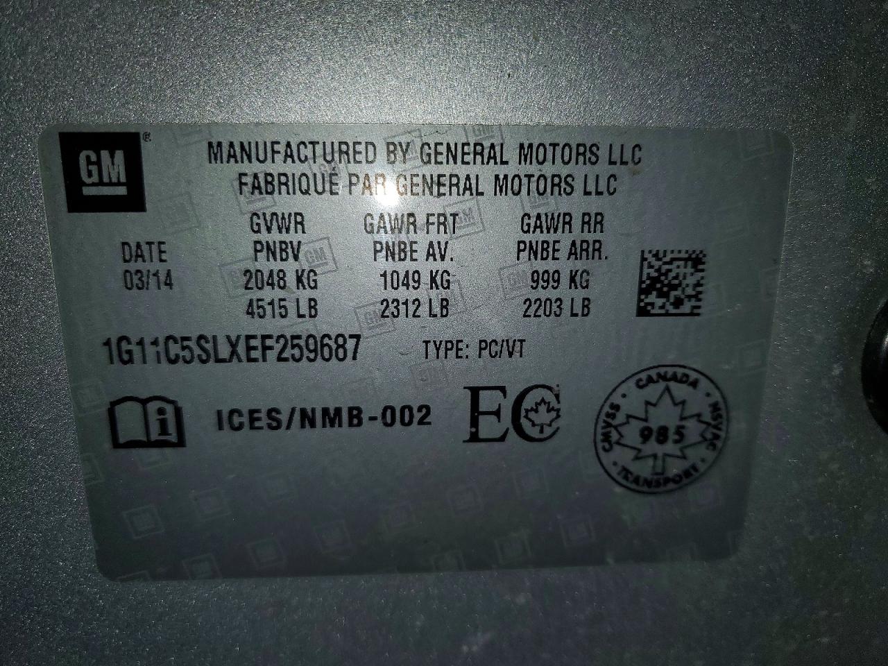 2014 CHEVROLET MALIBU 1LT photo 13