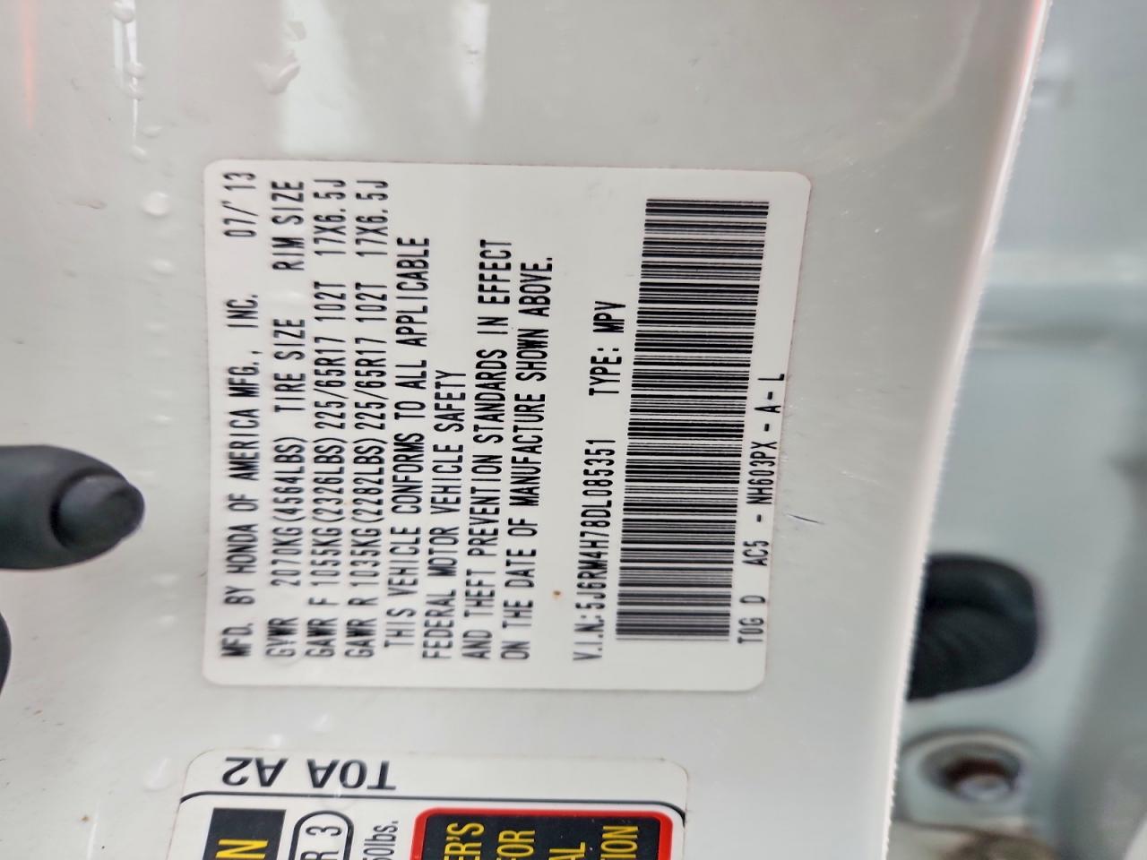 2013 HONDA CR-V EXL photo 12