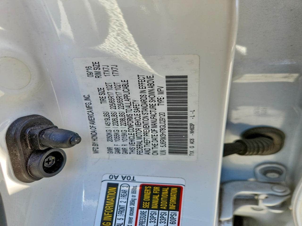 2016 HONDA CR-V EXL photo 12