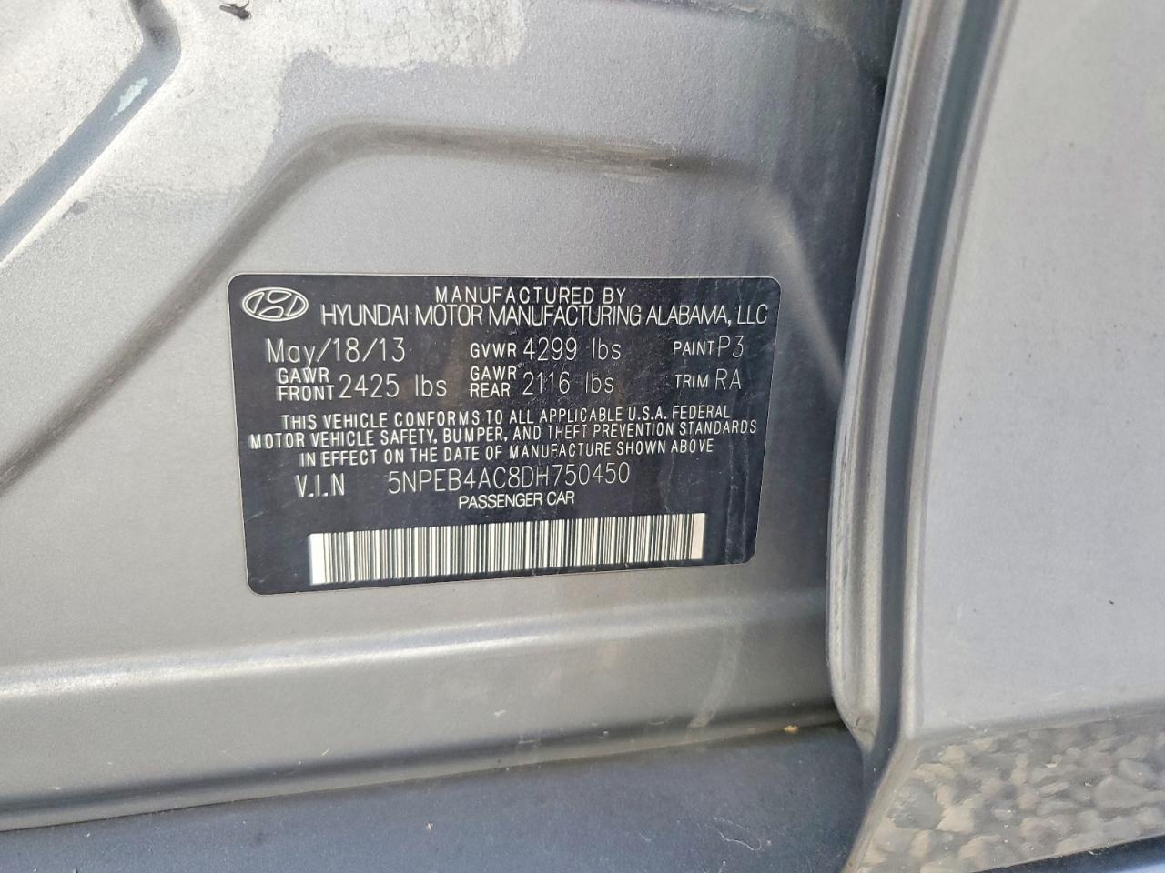 2013 HYUNDAI SONATA GLS photo 12