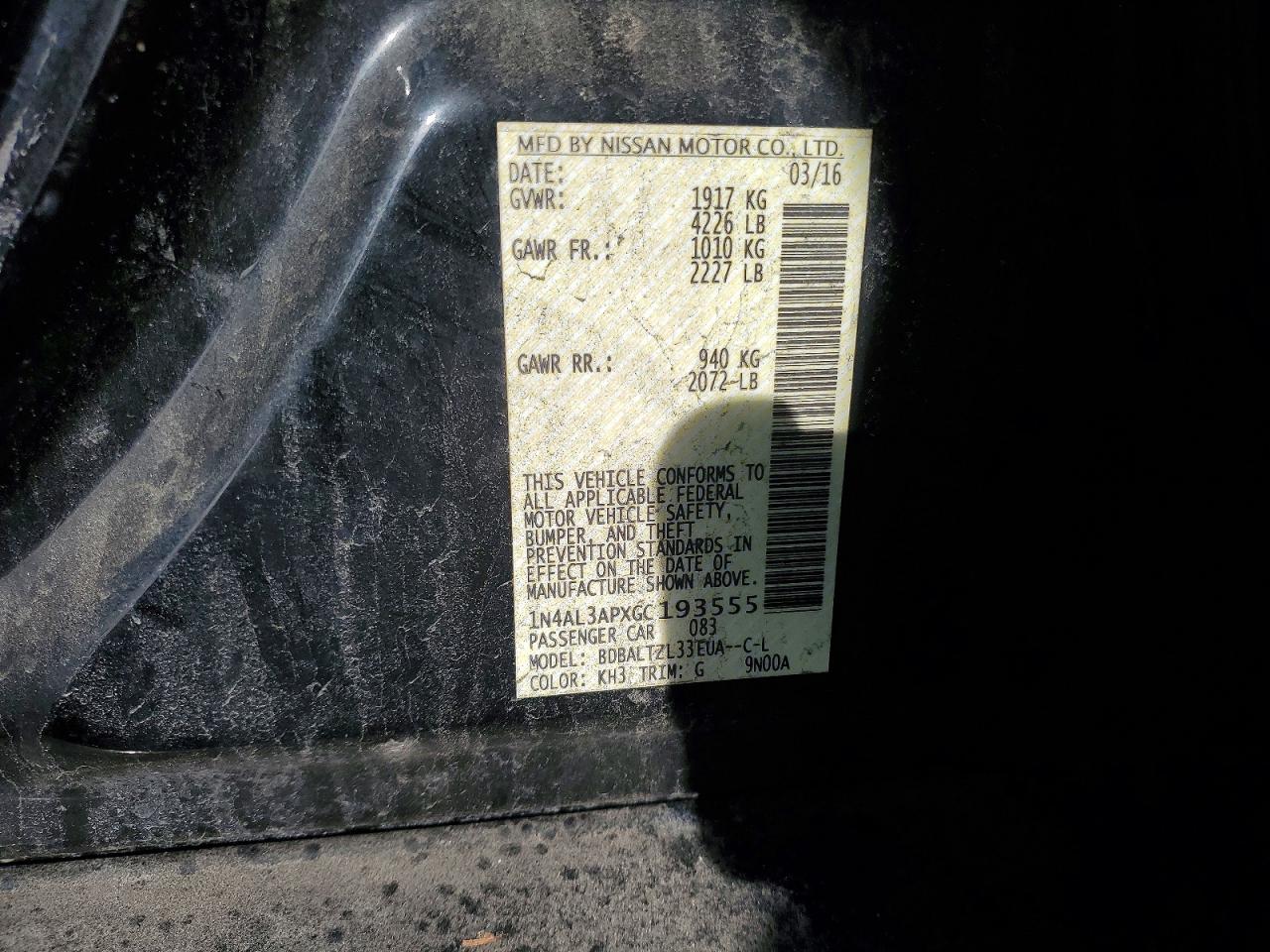 2016 NISSAN ALTIMA 2.5 photo 12