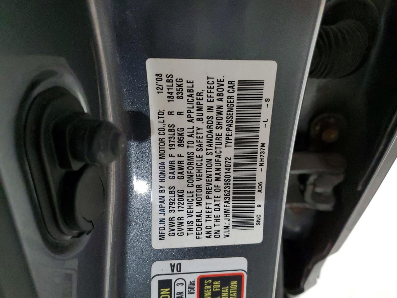 2009 HONDA CIVIC HYBRID photo 12