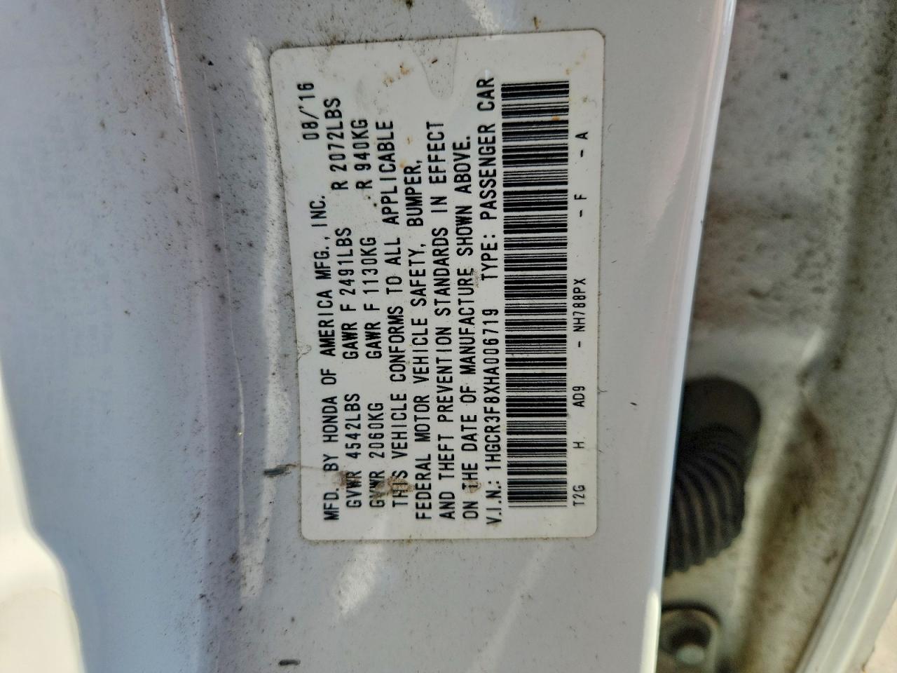 2017 HONDA ACCORD EXL photo 12