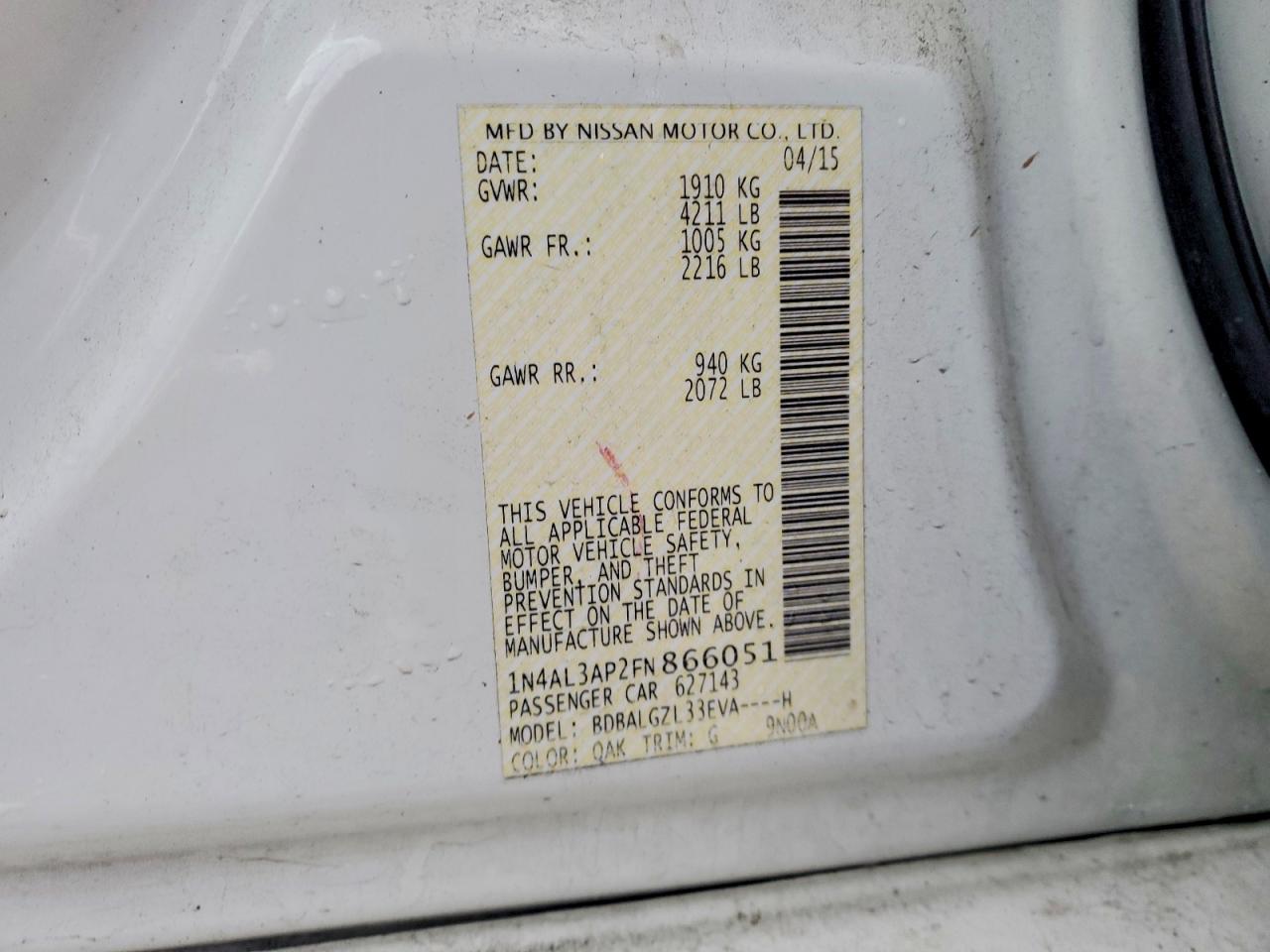 2015 NISSAN ALTIMA 2.5 photo 12
